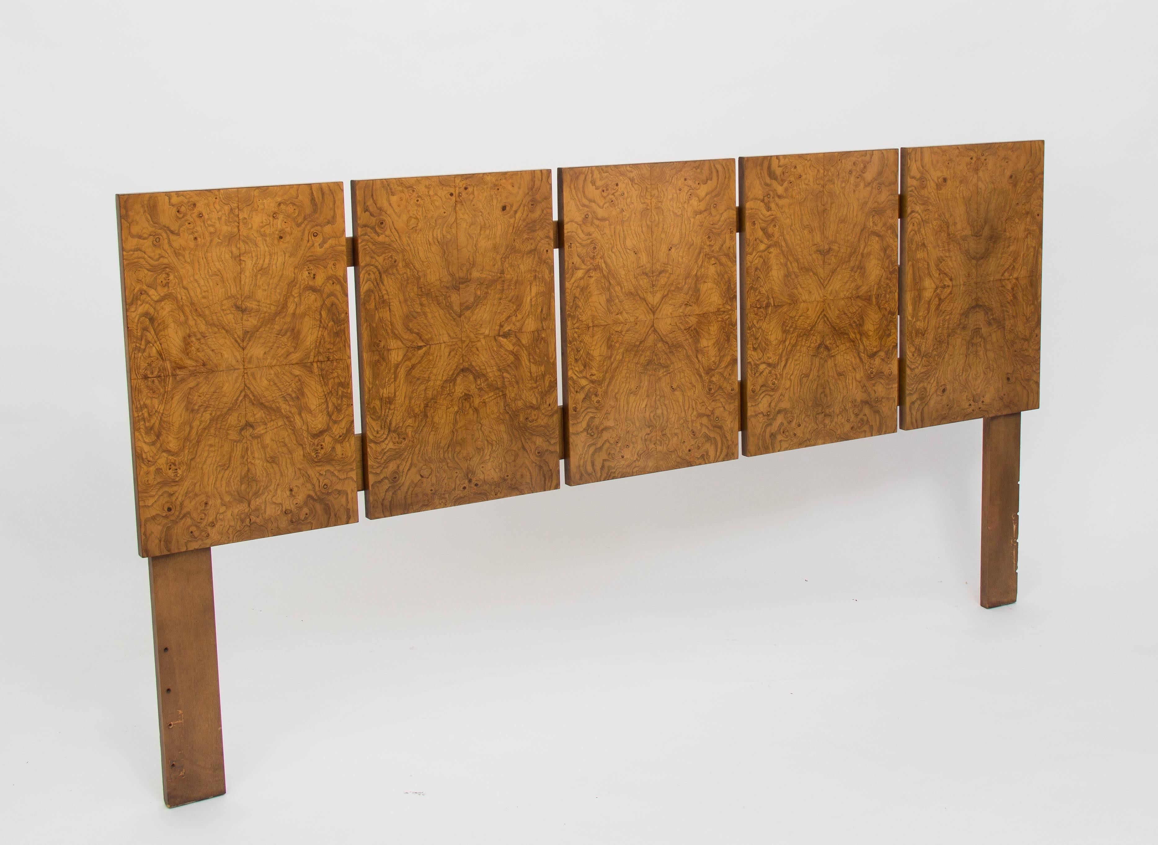 Olive Burl Wood King-Sized Headboard by Milo Baughman for Lane In Excellent Condition In Los Angeles, CA