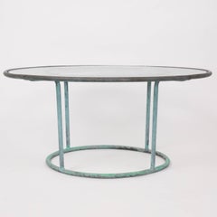 Walter Lamb Round Coffee Table with Hammered Glass Top