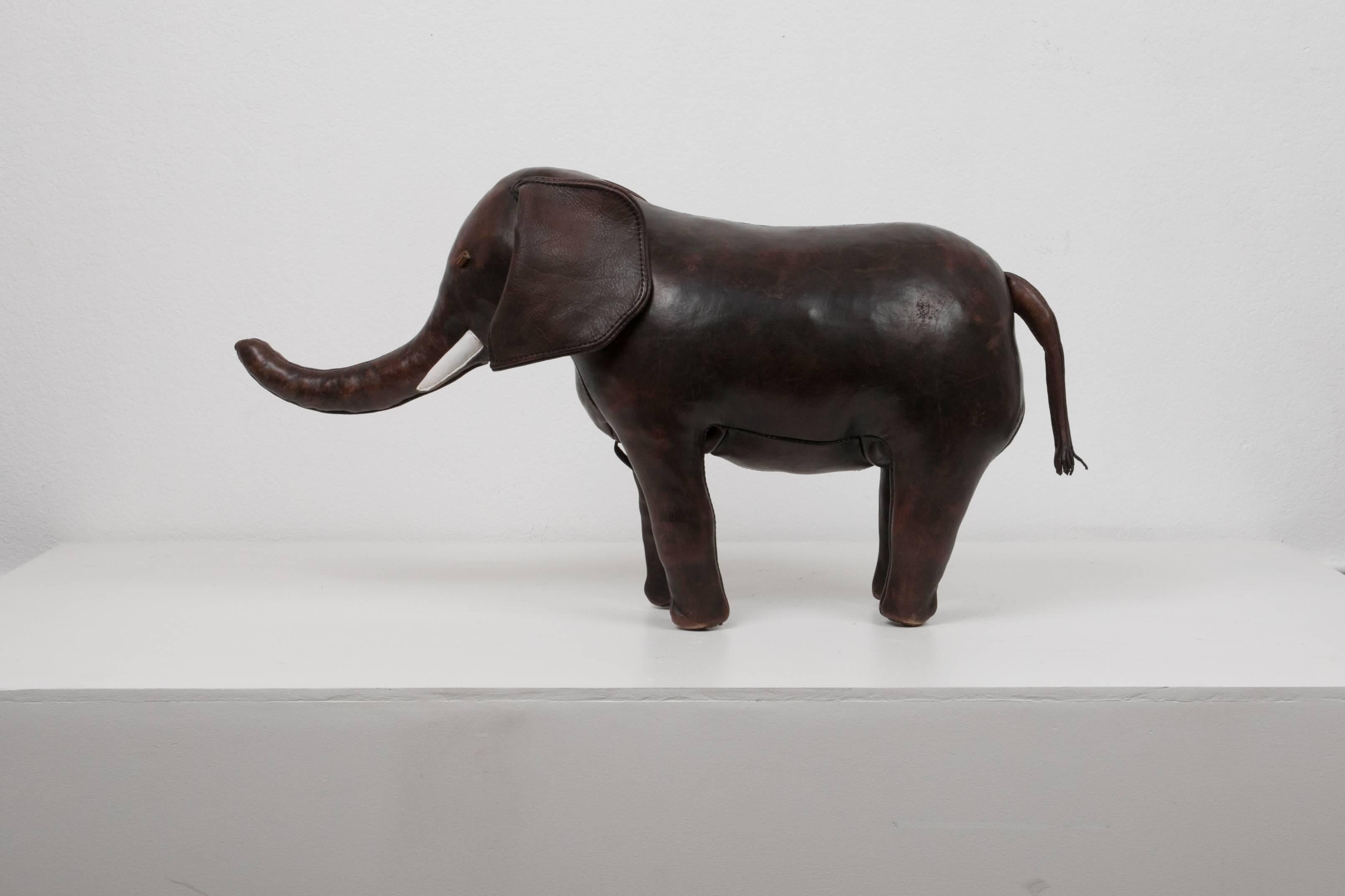 Developed initially for Liberty of London this leather elephant later became part of a collection of animals designed by Dimitri Omersa and sold in the US by Abercrombie and Fitch. This example is the 