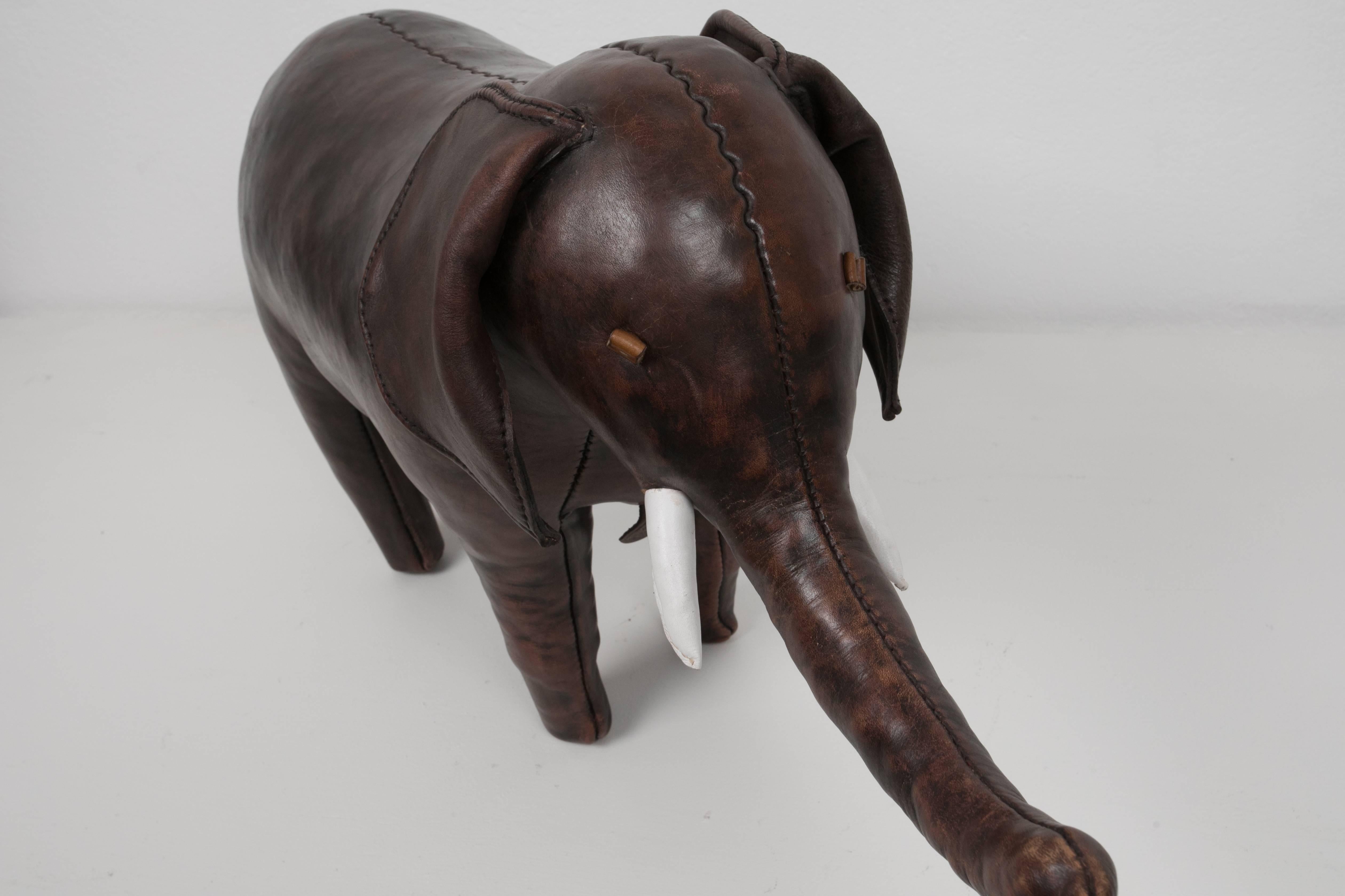 vintage leather elephant footstool