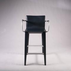 Four Matteo Grassi April Bar Stools in Lapis Blue Leather