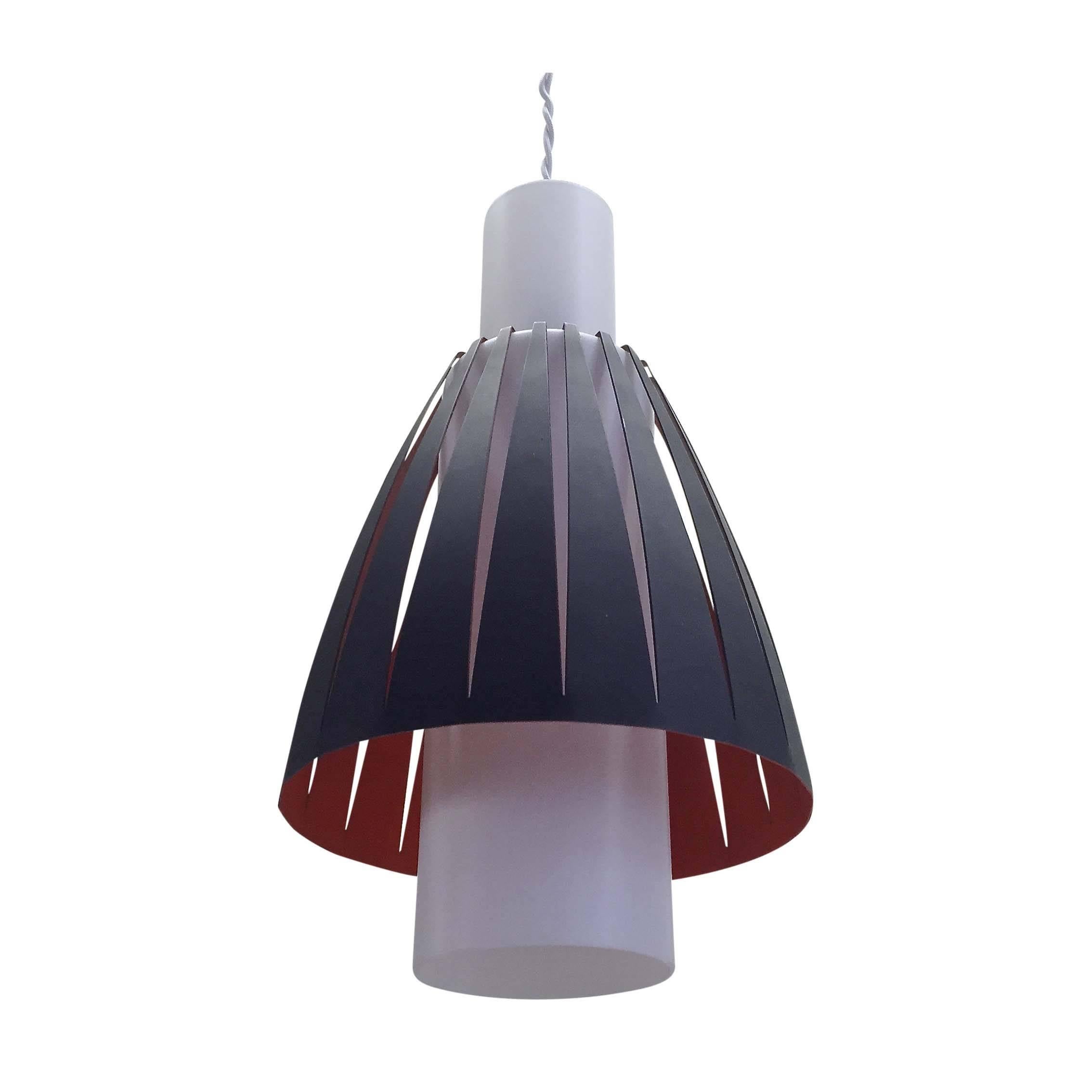Jo Hammerborg Pendant Lamp in Glass and Metal For Sale