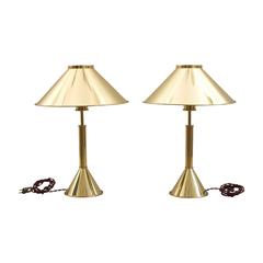 Pair of Brass Table Lamps by Jonas Hidle for Høvik Norway