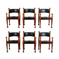 Vintage Rare Cado Dinning Chairs in Solid Teak and Leather Mid-Century, Denmark