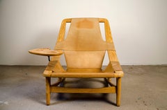 Rare Arne Tidemand Ruud Holmenkollen Chair with Tablet Midcentury Leather Oak