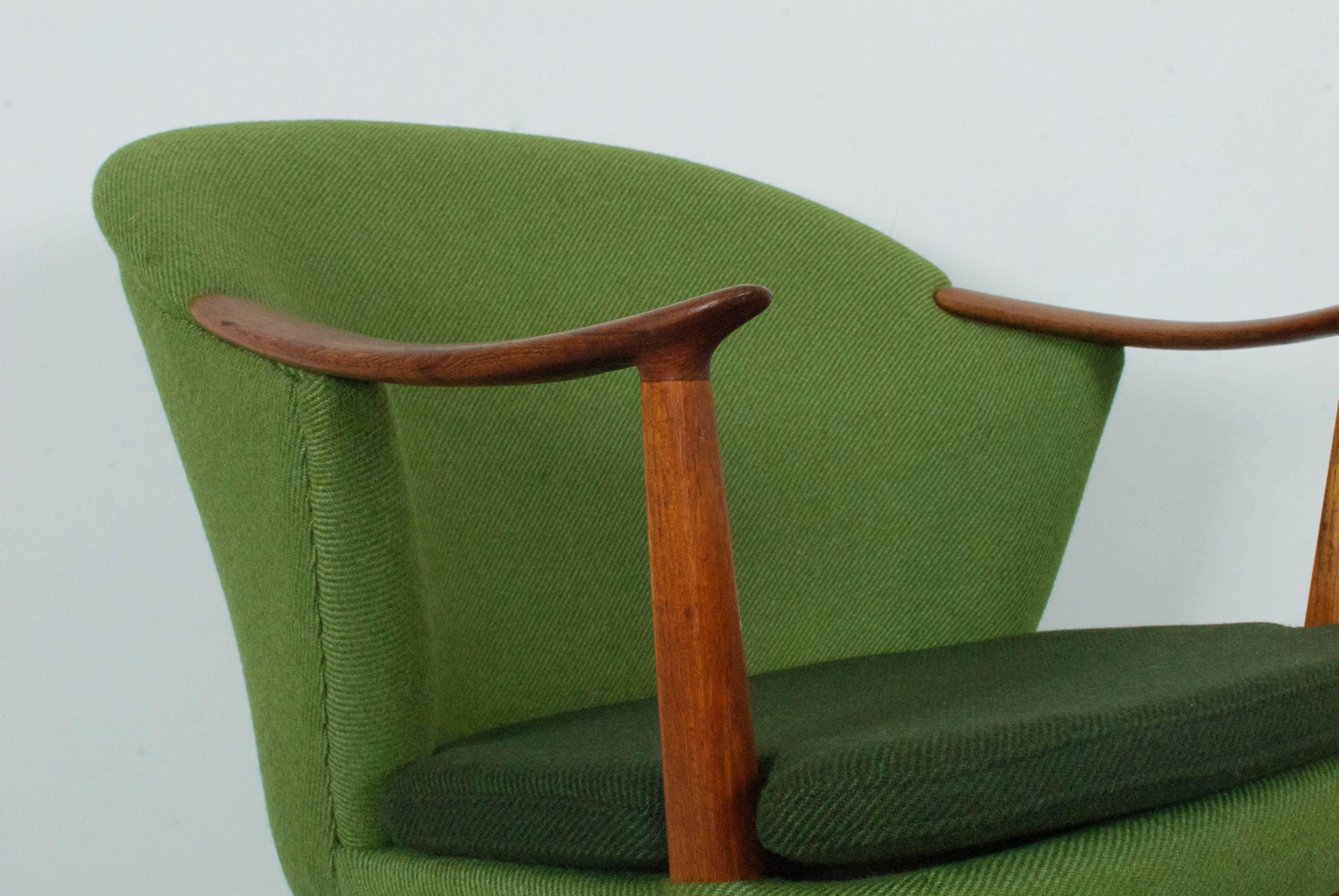 20th Century Per Langlo Midcentury Armchair in Teak and Wool Upholstery, Norway, 1950s