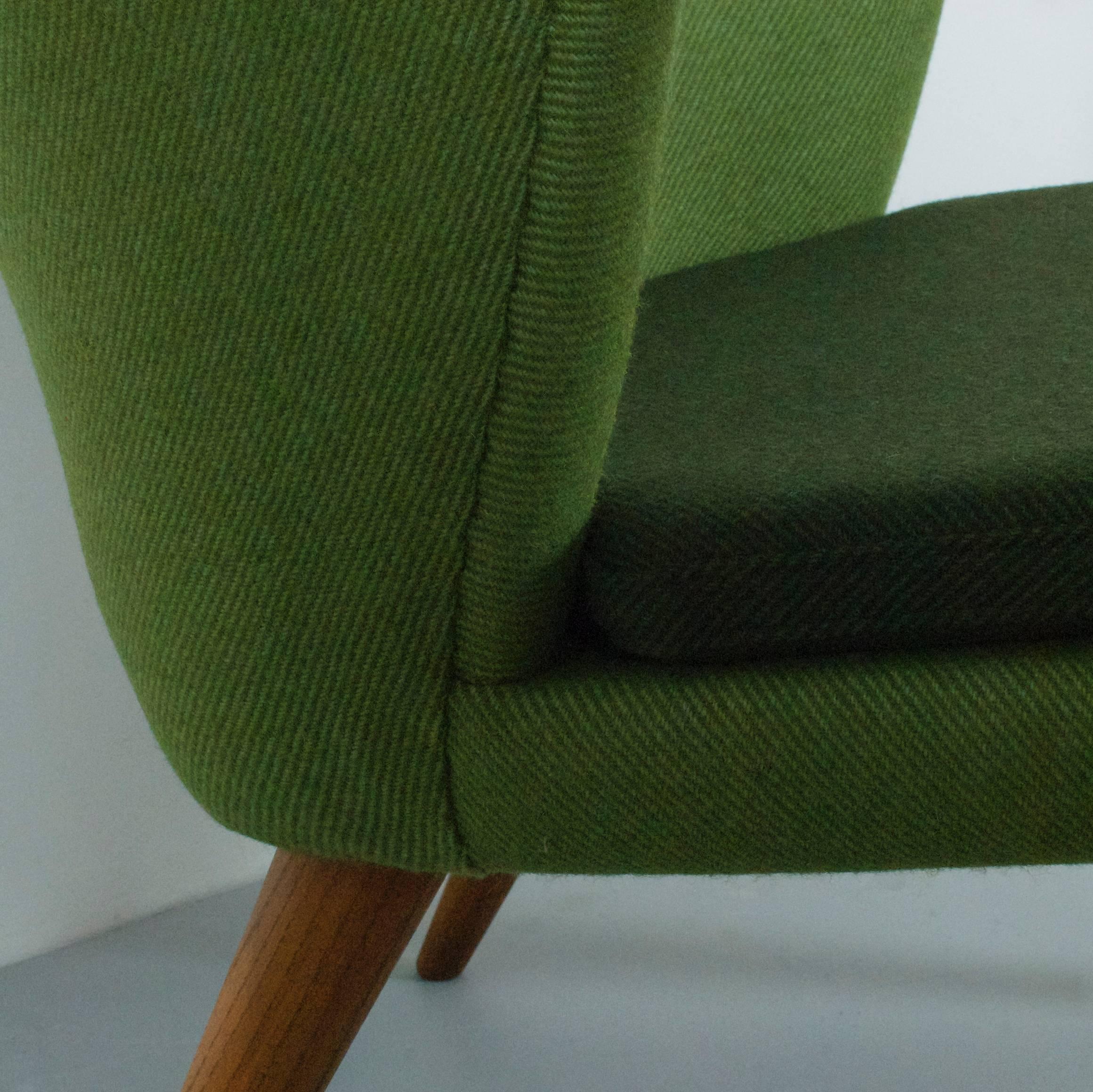Oiled Per Langlo Midcentury Armchair in Teak and Wool Upholstery, Norway, 1950s