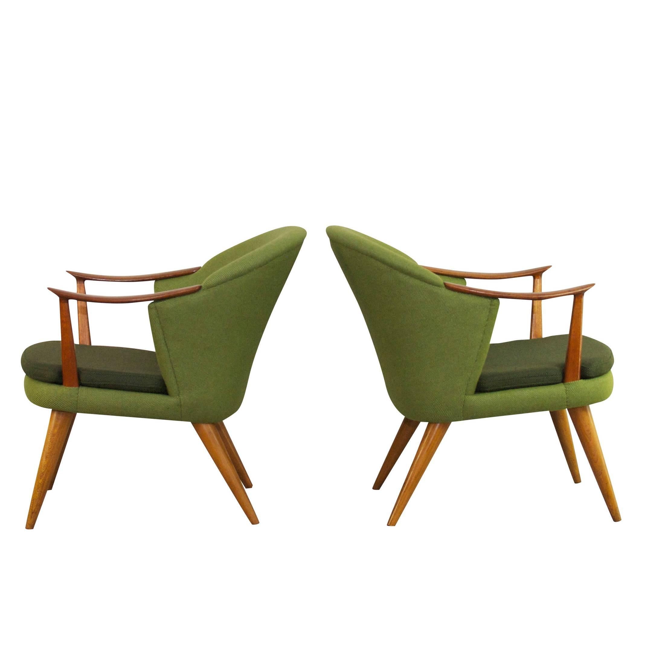Per Langlo Midcentury Armchair in Teak and Wool Upholstery, Norway, 1950s 1