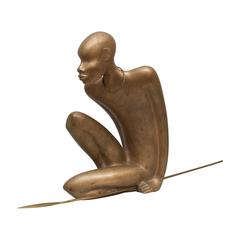 Native Warrior in Brass in the Style of Hagenauer, Vienna, 1950s