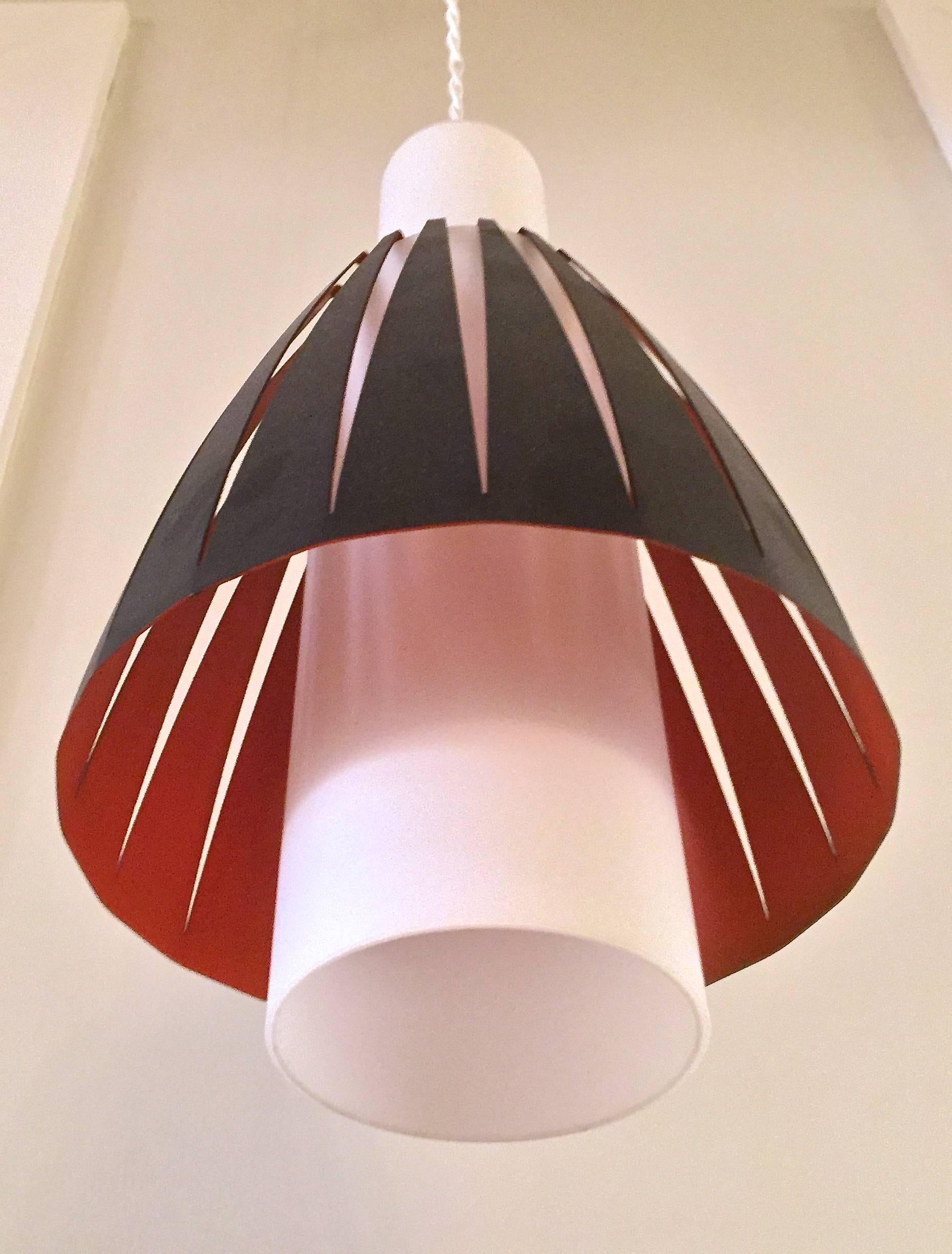 Scandinavian Modern Jo Hammerborg Pendant Lamp in Glass and Metal For Sale