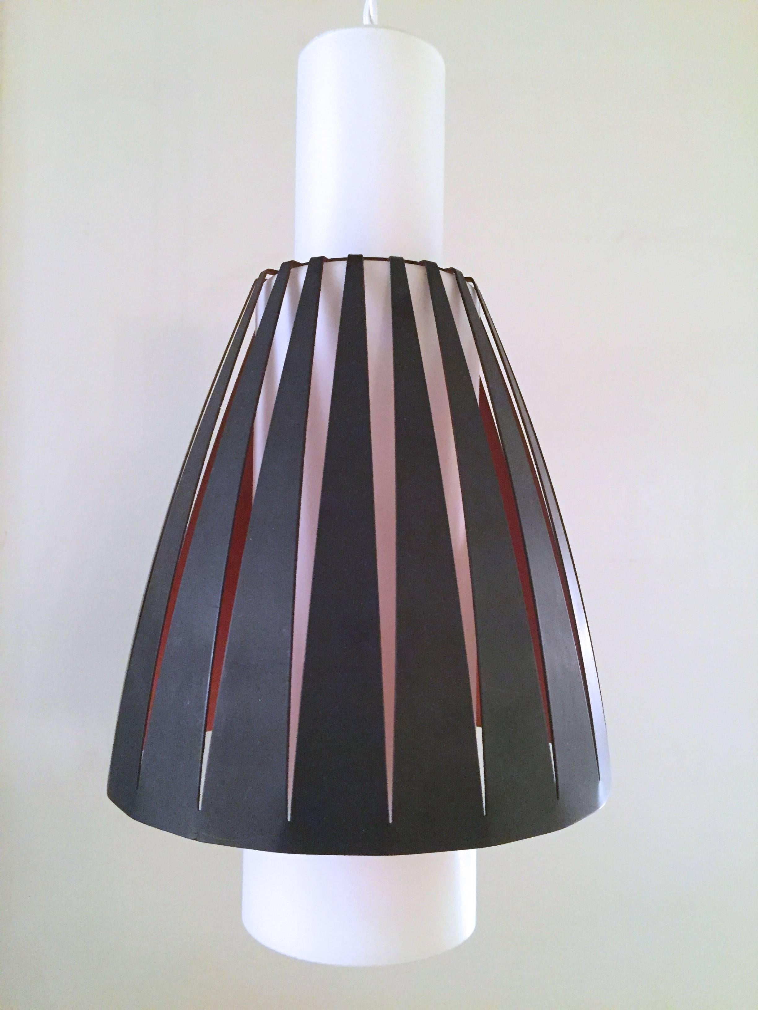 Danish Jo Hammerborg Pendant Lamp in Glass and Metal For Sale