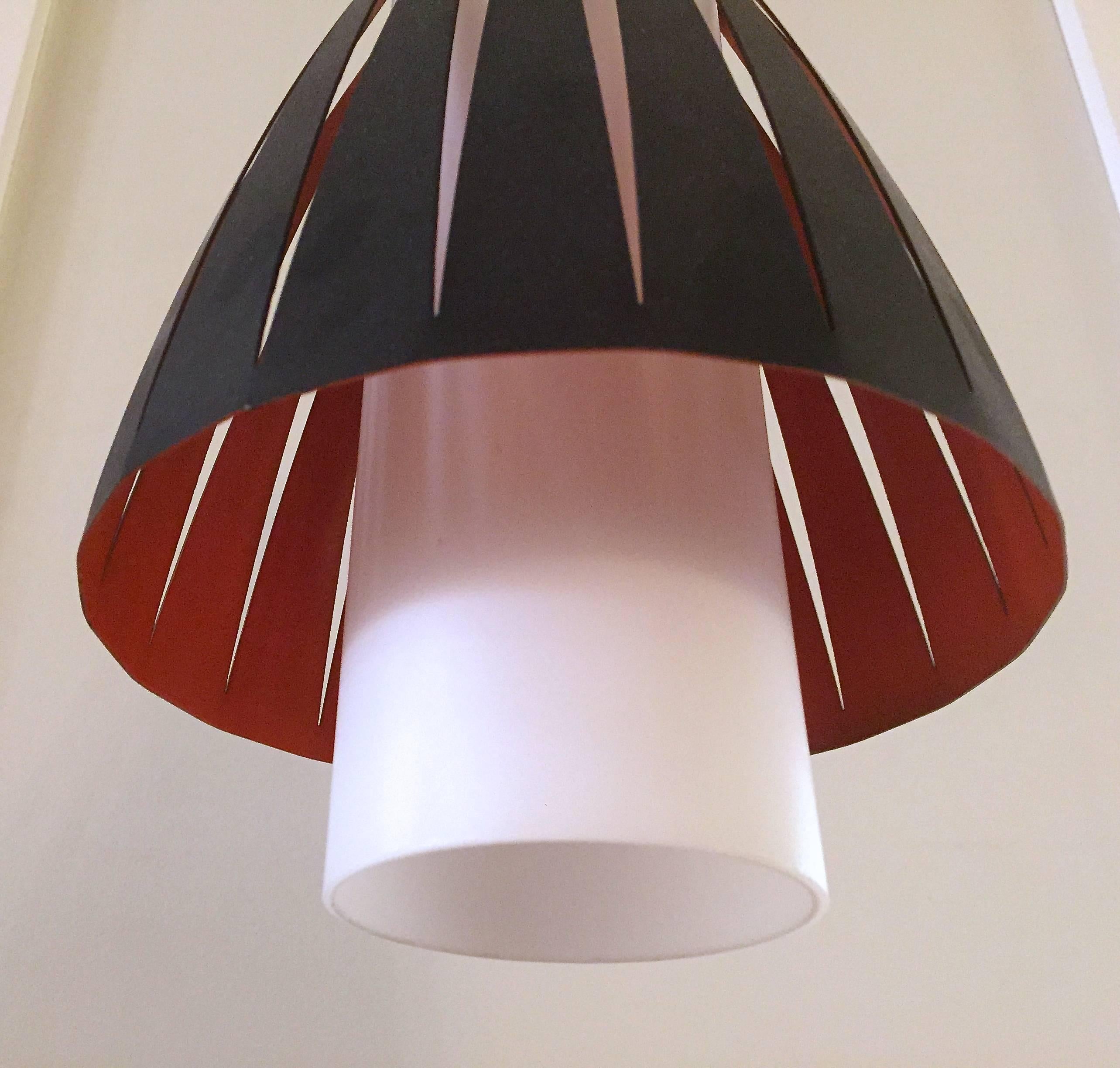 Lacquered Jo Hammerborg Pendant Lamp in Glass and Metal For Sale
