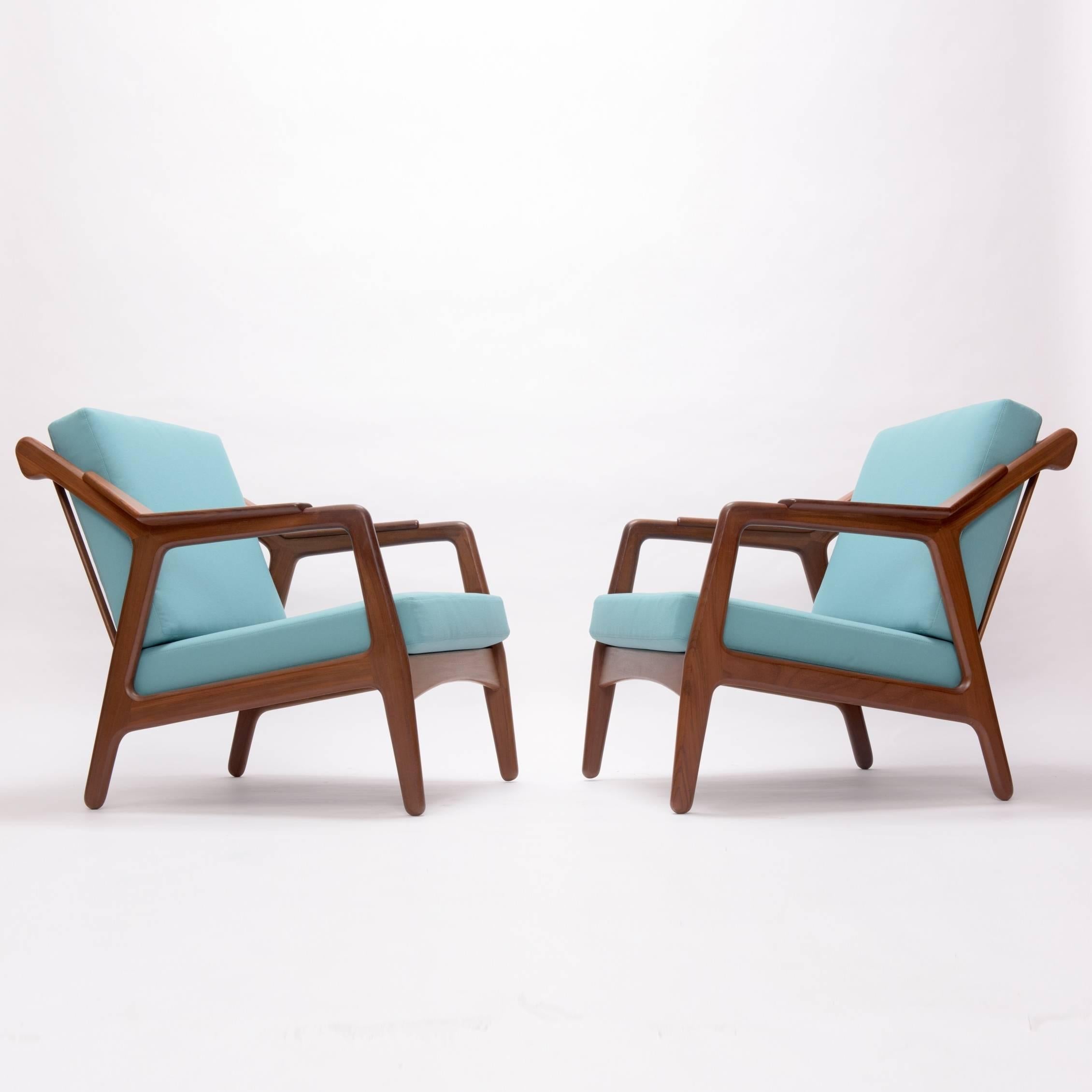 Danish H. Brockmann Petersen Teak Easy Chairs Mid-Century Modern 1955