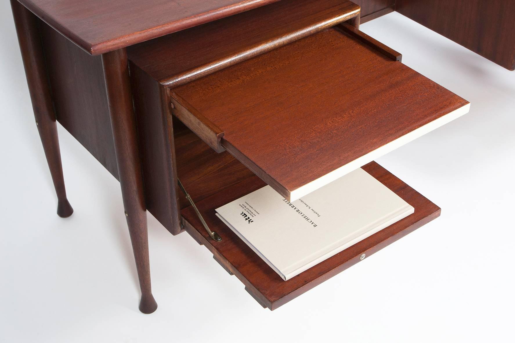 Mid-20th Century Mahogany Desk, Mid-Century Modern Design, German, 1960s
