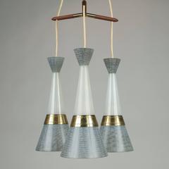 Stilnovo Style Brass Chandelier, Mid-Century Design, circa 1958