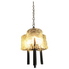 Midcentury Kalmar Ice Glass Pendant