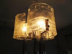 Midcentury Kalmar Ice Glass Pendant