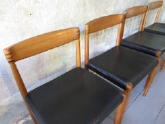 Set of Four Teak and Leather Dining Chairs by H W Klein for Bramin