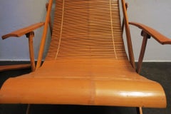 Fine Unusual Pair of Japanese Bamboo Adjustable Deck Chairs with Armrests