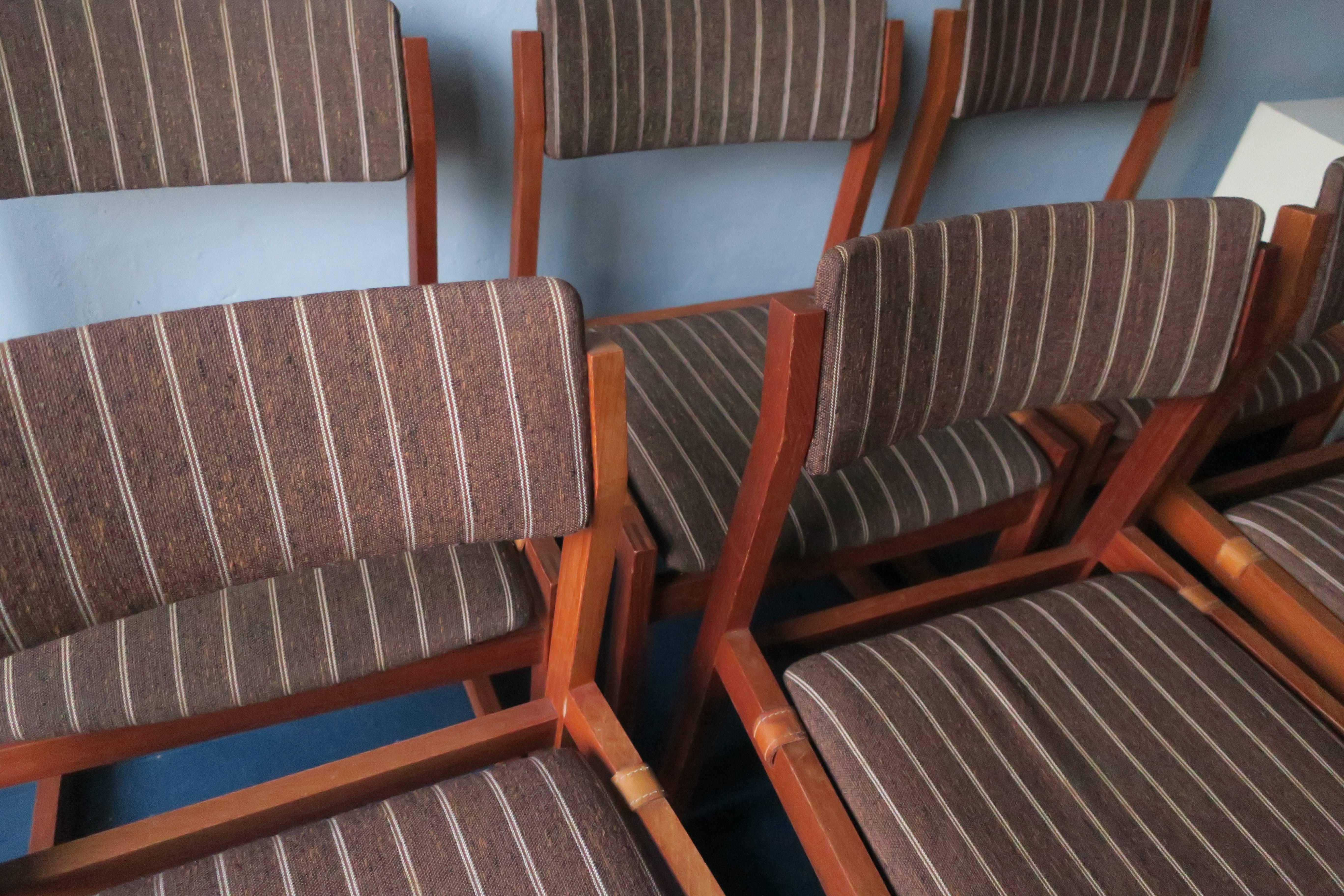 Danish Set of Six Unusual Korup Stolefabrik Chairs with Slung Seats For Sale