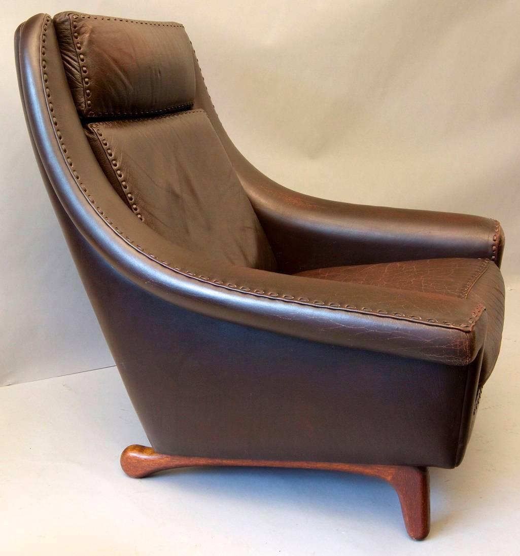 Danish Aage Christiansen 'Matador' Lounge Chair and Ottoman