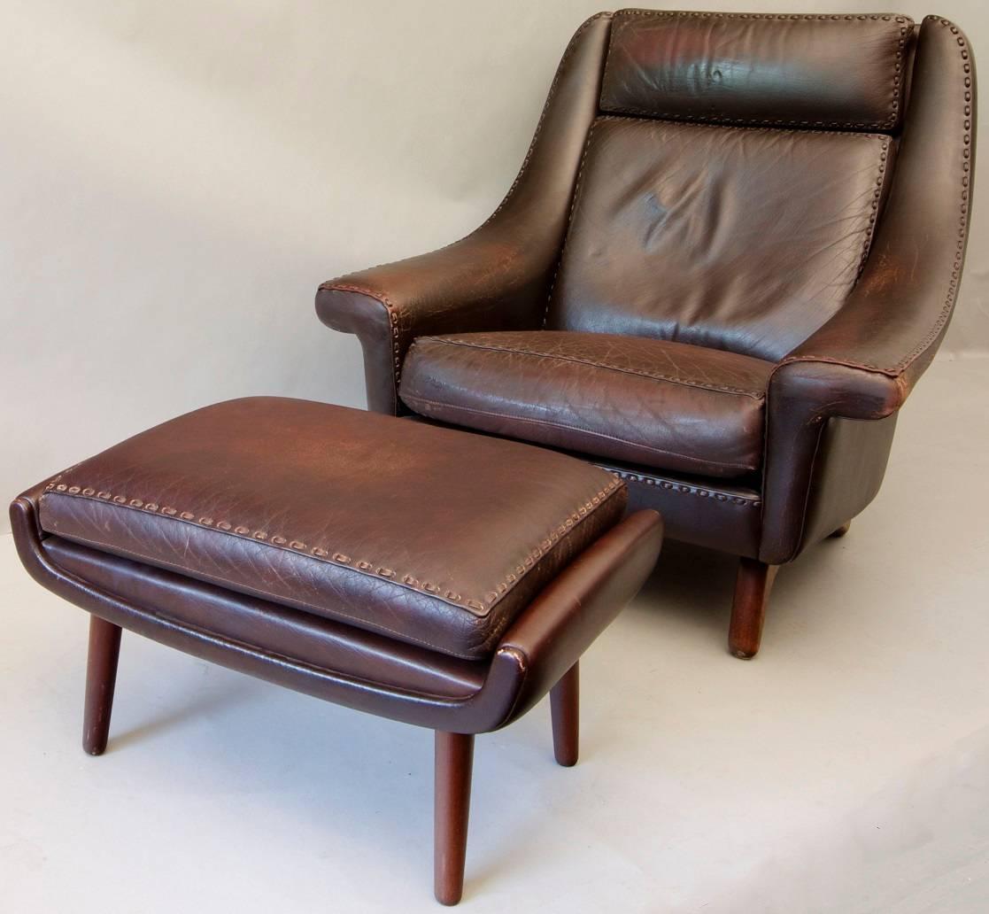 Mid-20th Century Aage Christiansen 'Matador' Lounge Chair and Ottoman