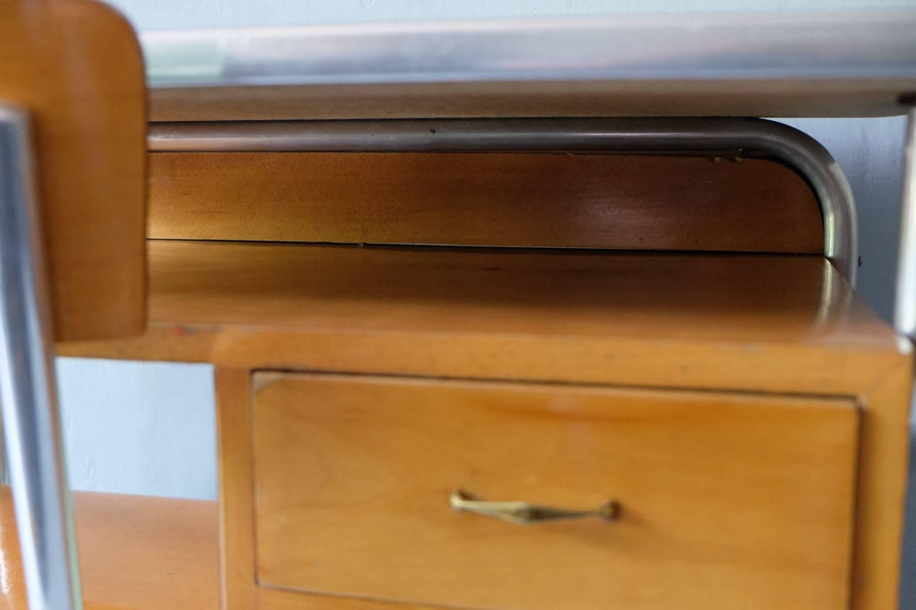Italian Small Desk and Chair Metal and Formica, 1950s 2