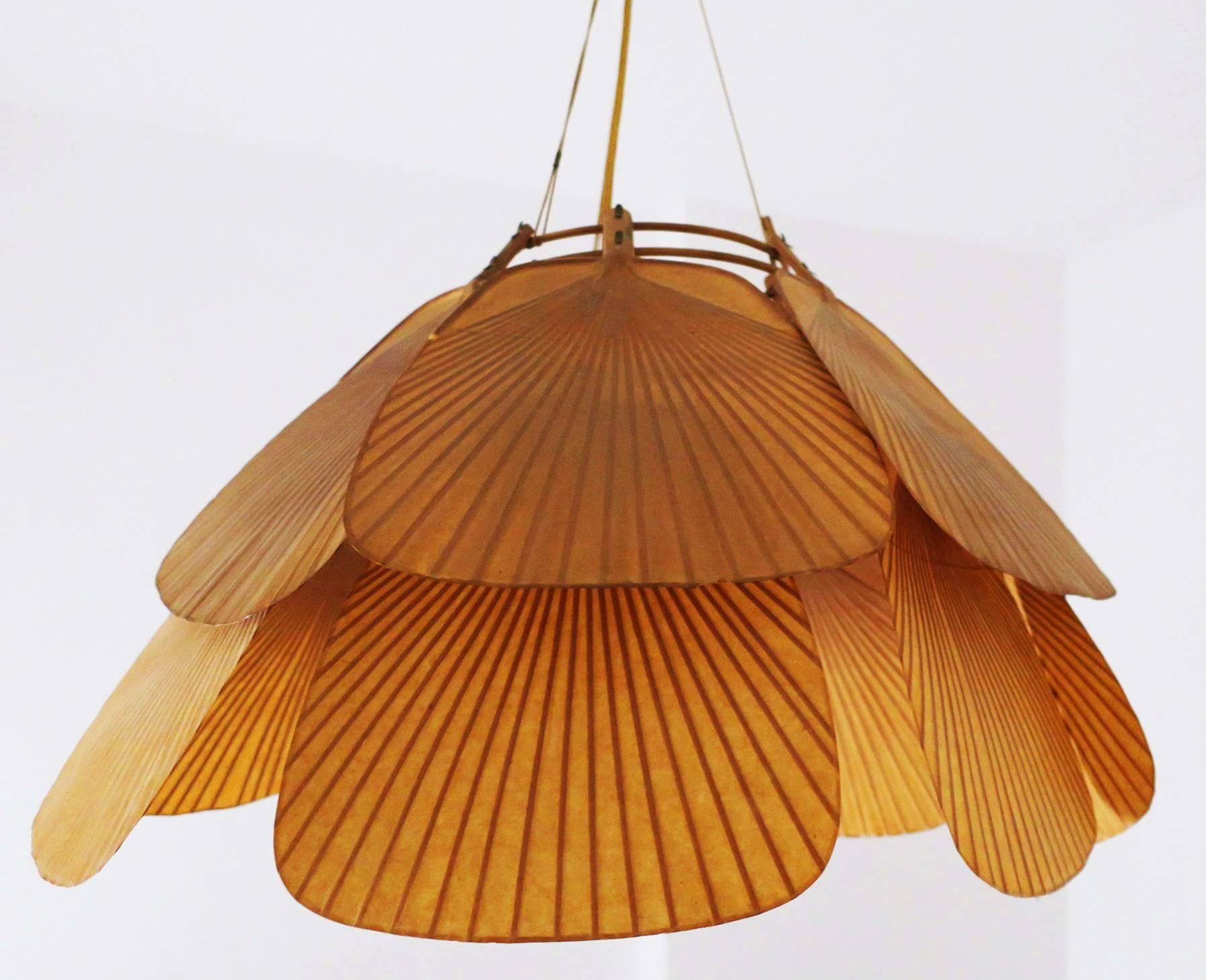 Ingo Maurer Uchiwa Pendant / Chandelier Rice Paper and Bamboo In Good Condition In Berlin, DE