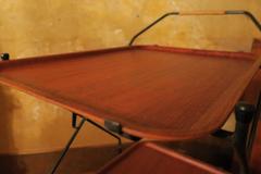 Midcentury Danish Teak and Metal Folding Serving Cart or Trolley, 1960s