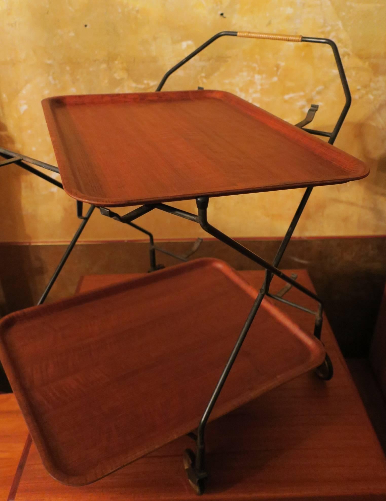Teak and Iron Folding Serving Trolley, 1960s For Sale 3