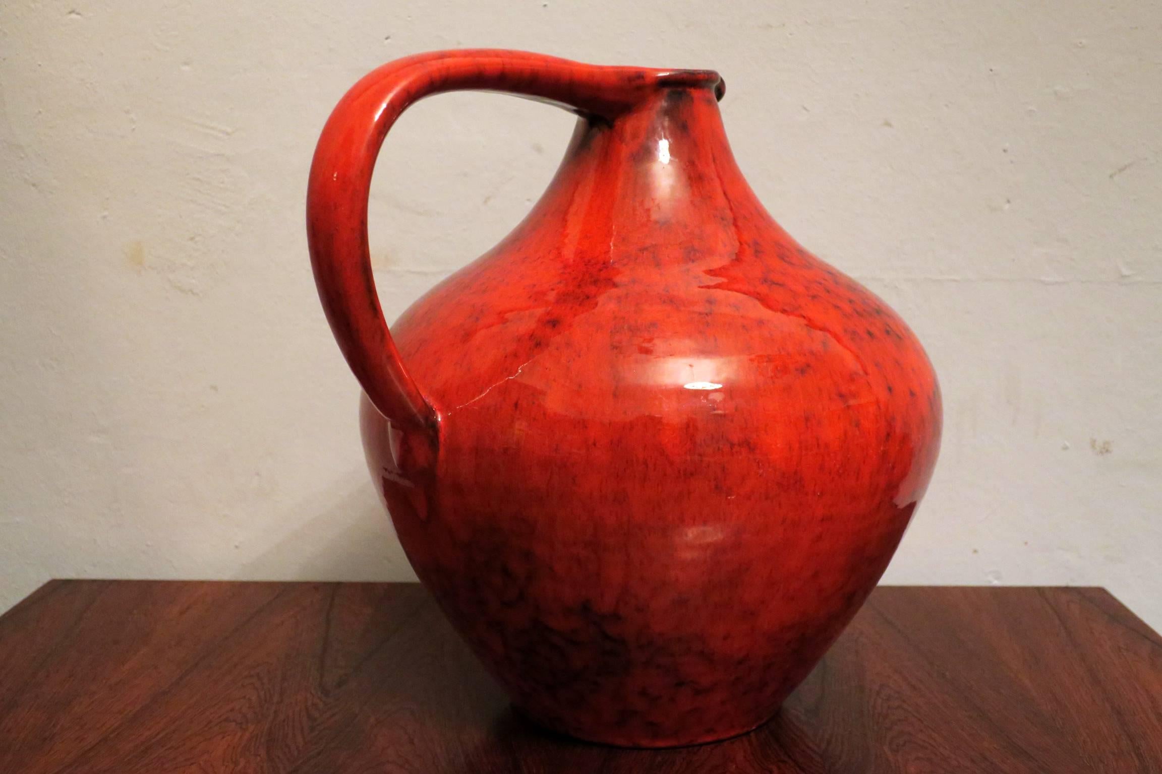 Striking West German Glazed Ceramic Vase or Pitcher, 1950s In Good Condition In Berlin, DE