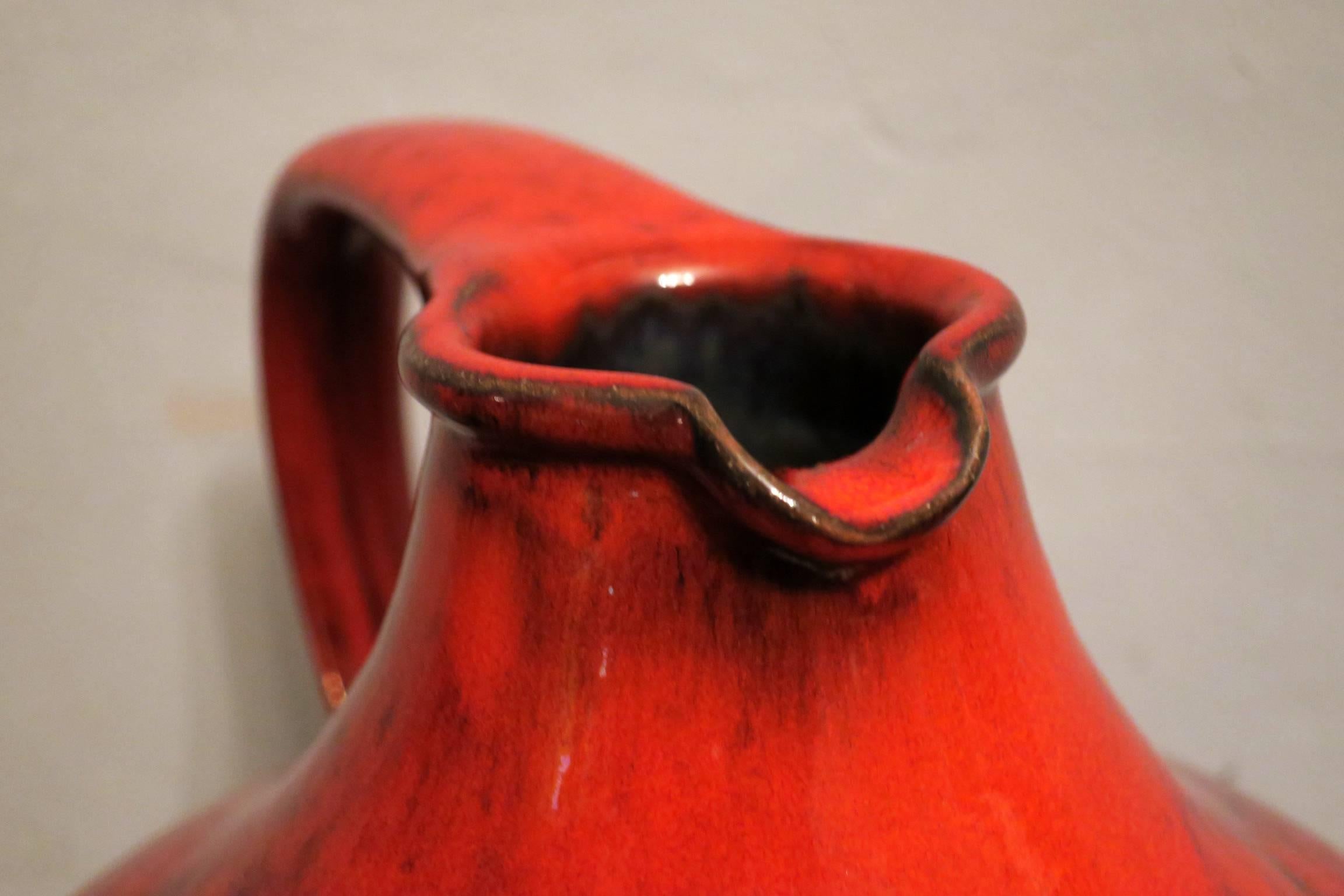 20th Century Striking West German Glazed Ceramic Vase or Pitcher, 1950s