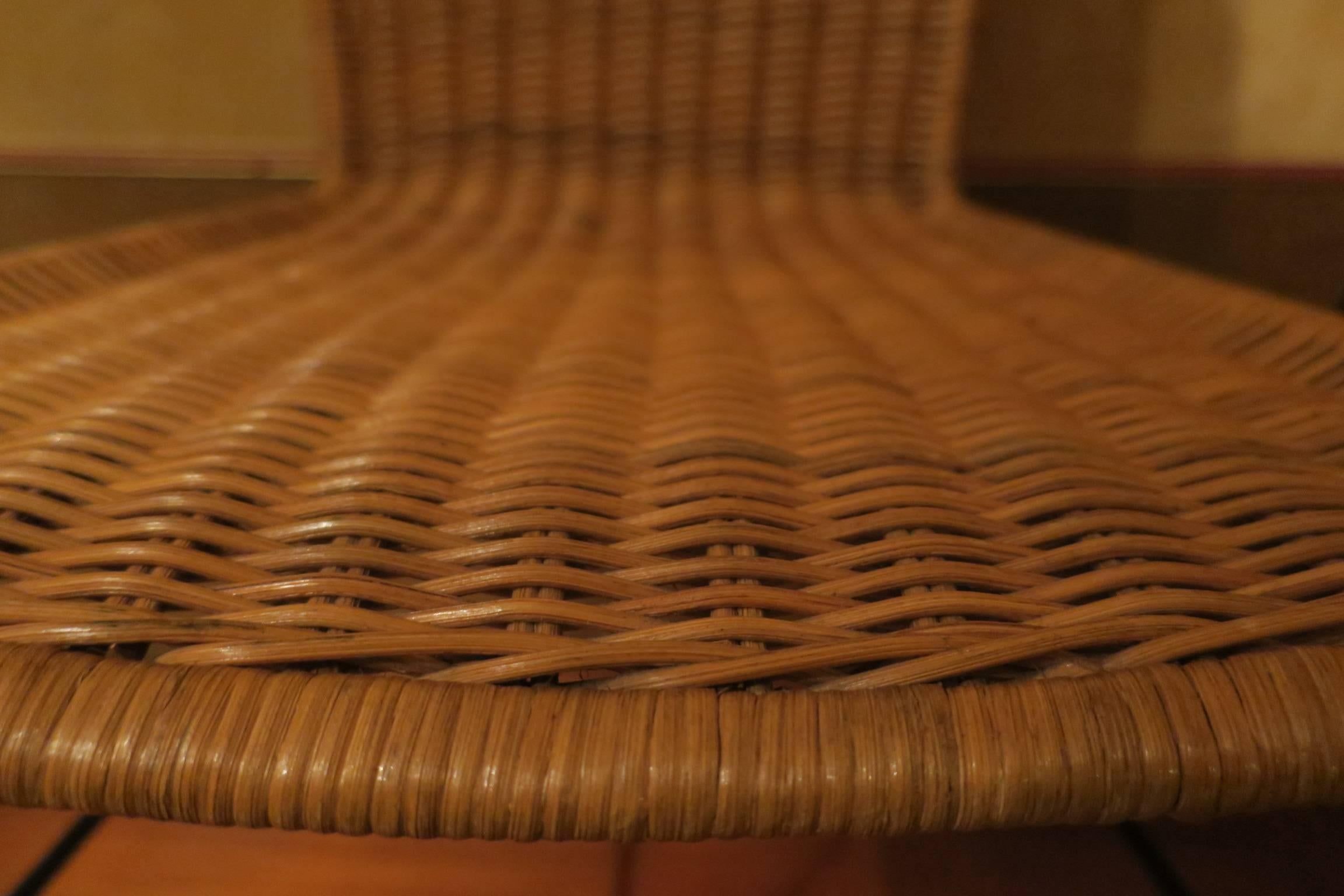 Set of Four Mid-Century Rattan and Iron Chairs 1