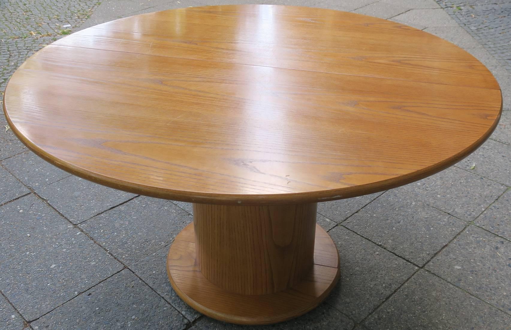 Vintage Large Dining Table on Cylindrical Column by Asko, 1975 For Sale 1