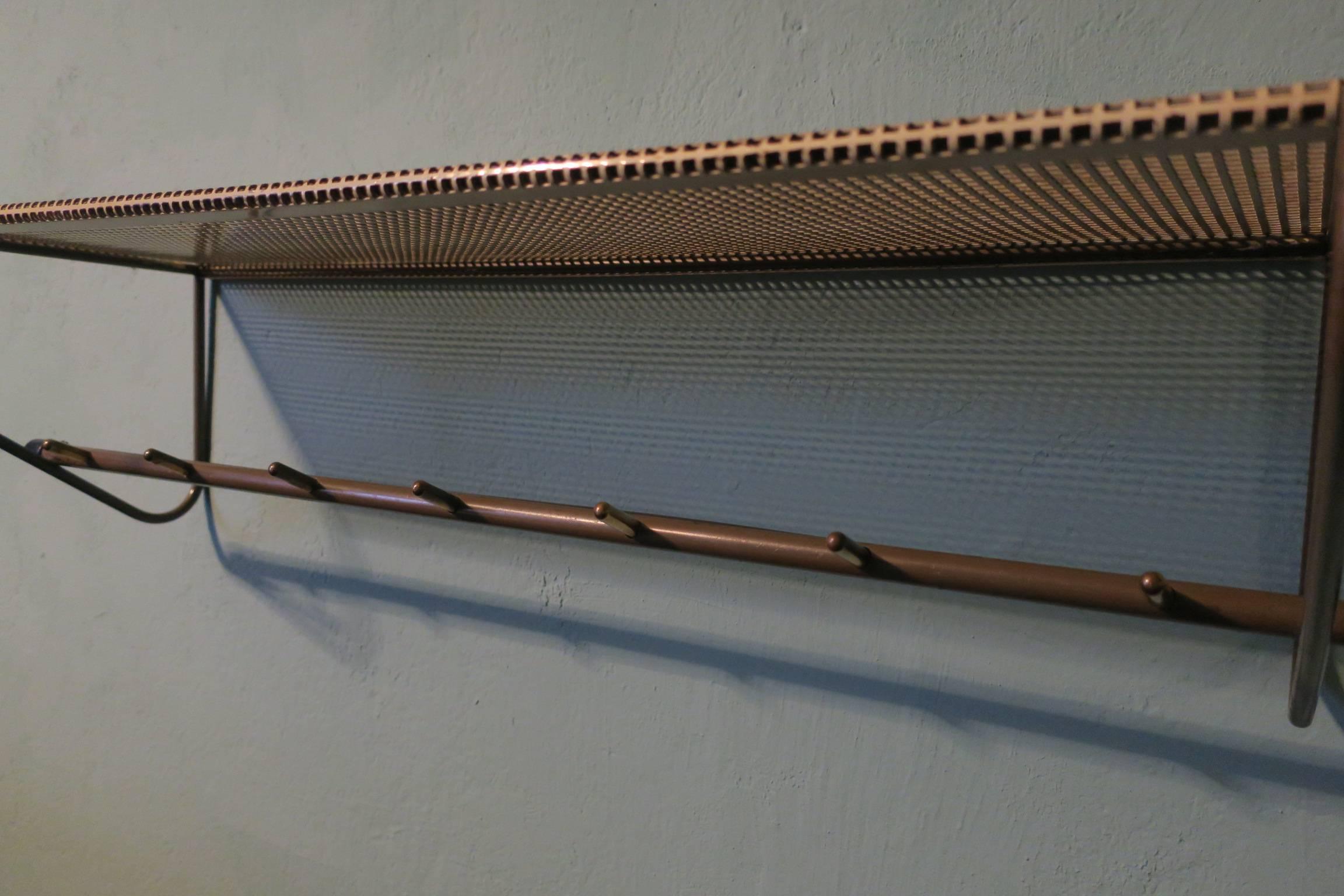 Perforated metal coat rack Mid-Century.
