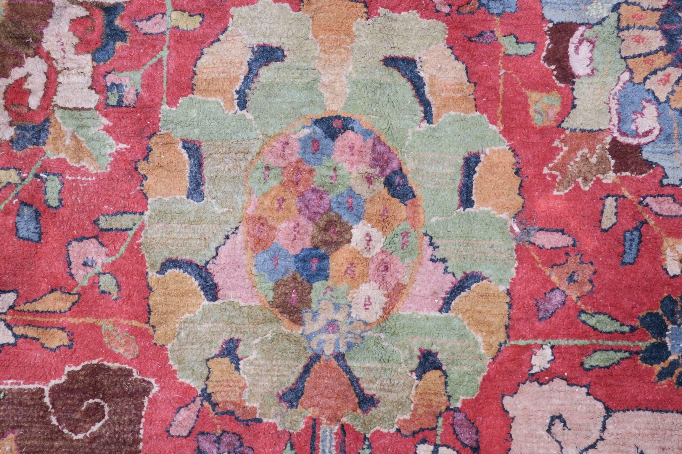 Austrian Antique European Hooked Carpet with Big Shah Abbas Design, 1920