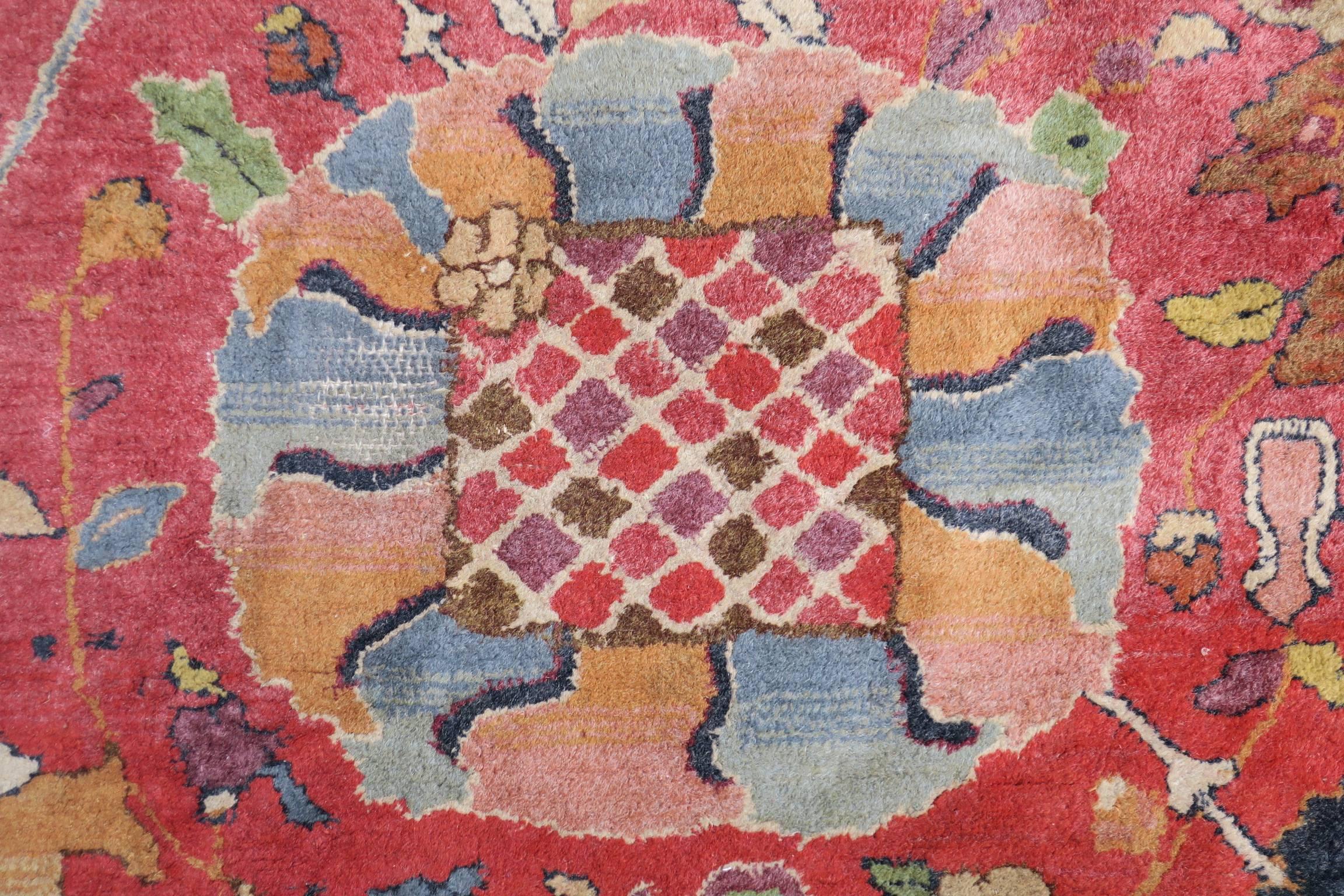 Antique European Hooked Carpet with Big Shah Abbas Design, 1920 1