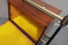 Italian Bar Cart/Dry Bar with Bright Yellow Interior, Japanese Figures and Light