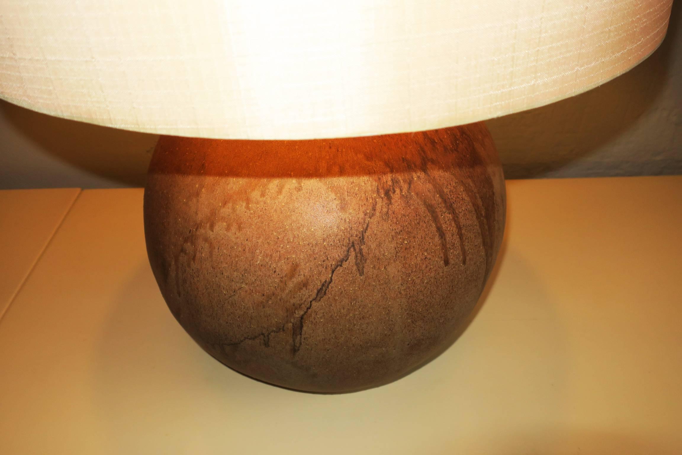 European Stoneware Ball Table Lamp, Mid-Century For Sale
