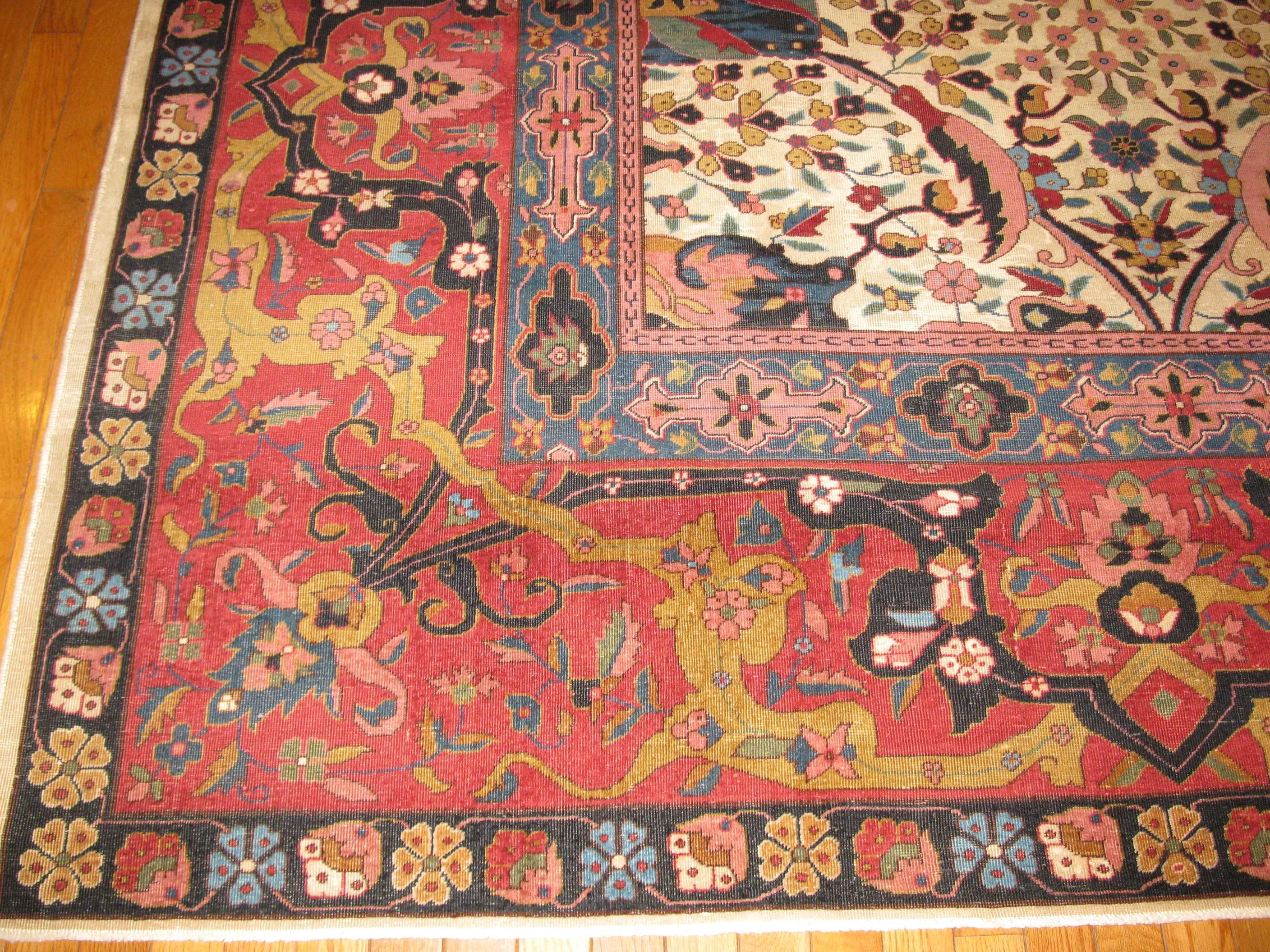 Hand-Knotted Large Palace Size Hand Knotted Wool  Antique Indian Agra Rug For Sale