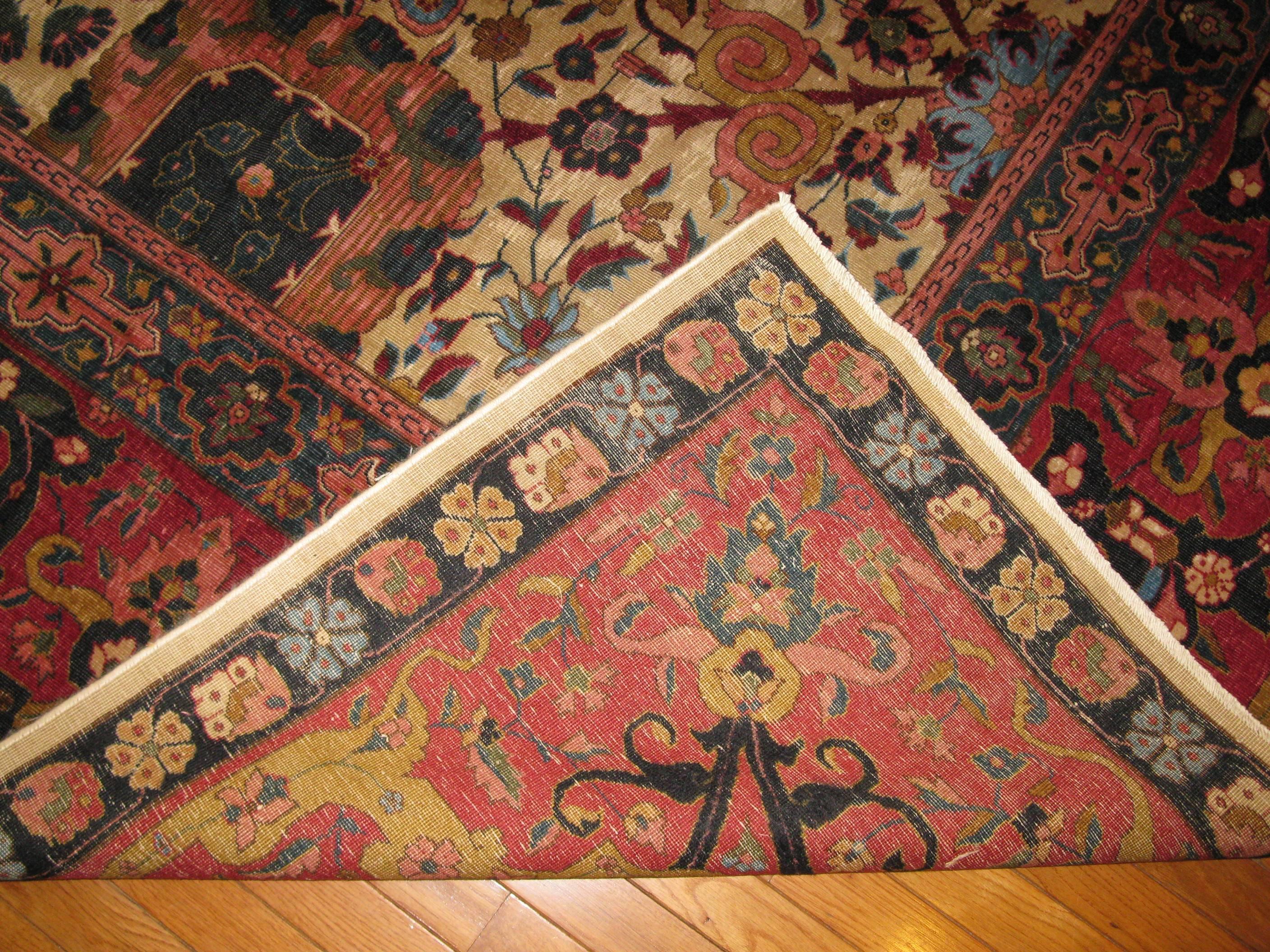 Late 19th Century Large Palace Size Hand Knotted Wool  Antique Indian Agra Rug For Sale