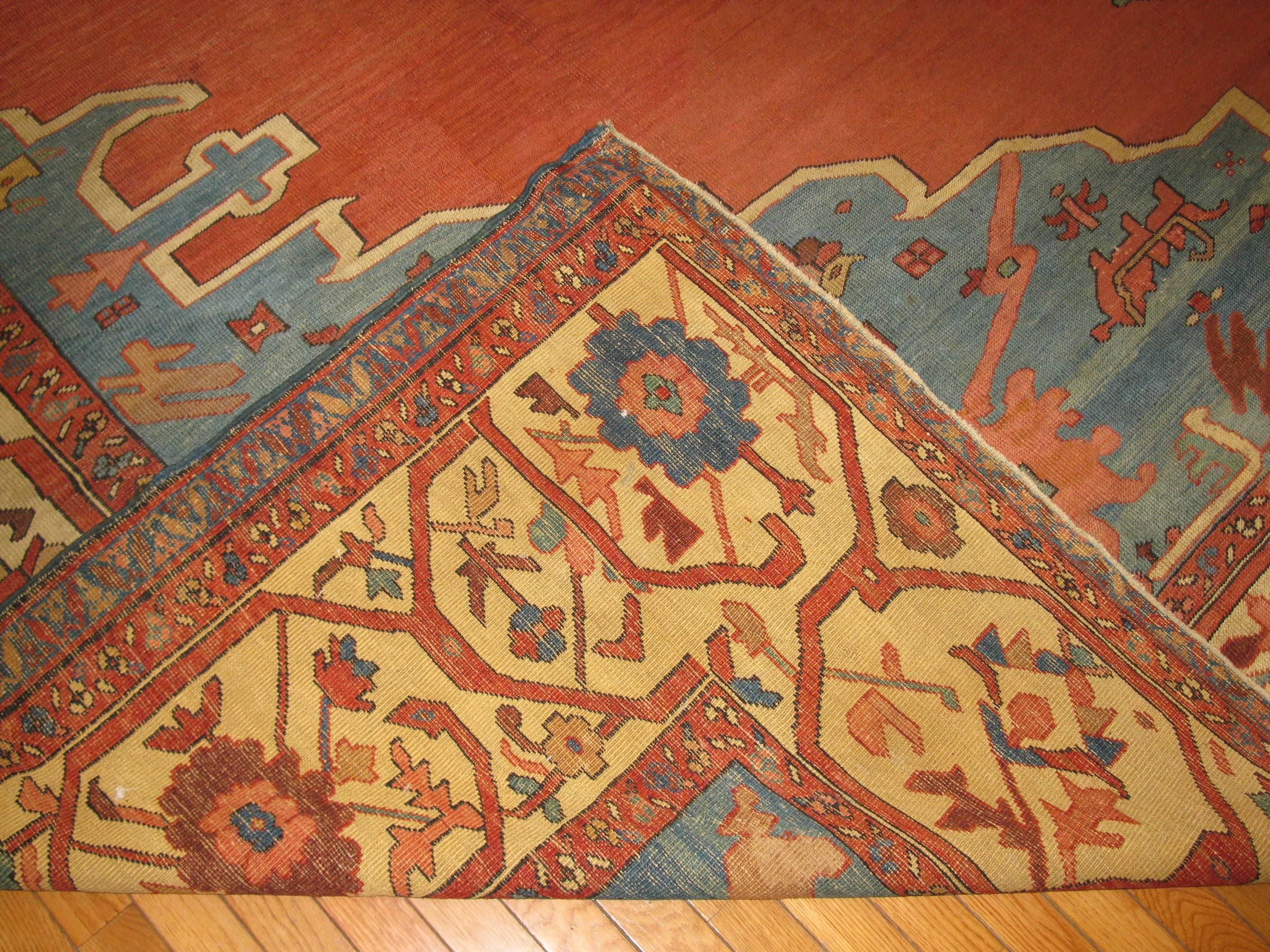 Hand-Knotted Large Antique Hand Knotted Wool  Persian Bakhshayesh Rug For Sale