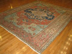 Room Size Antique Hand Knotted Wool  Persian Serapi Area Rug