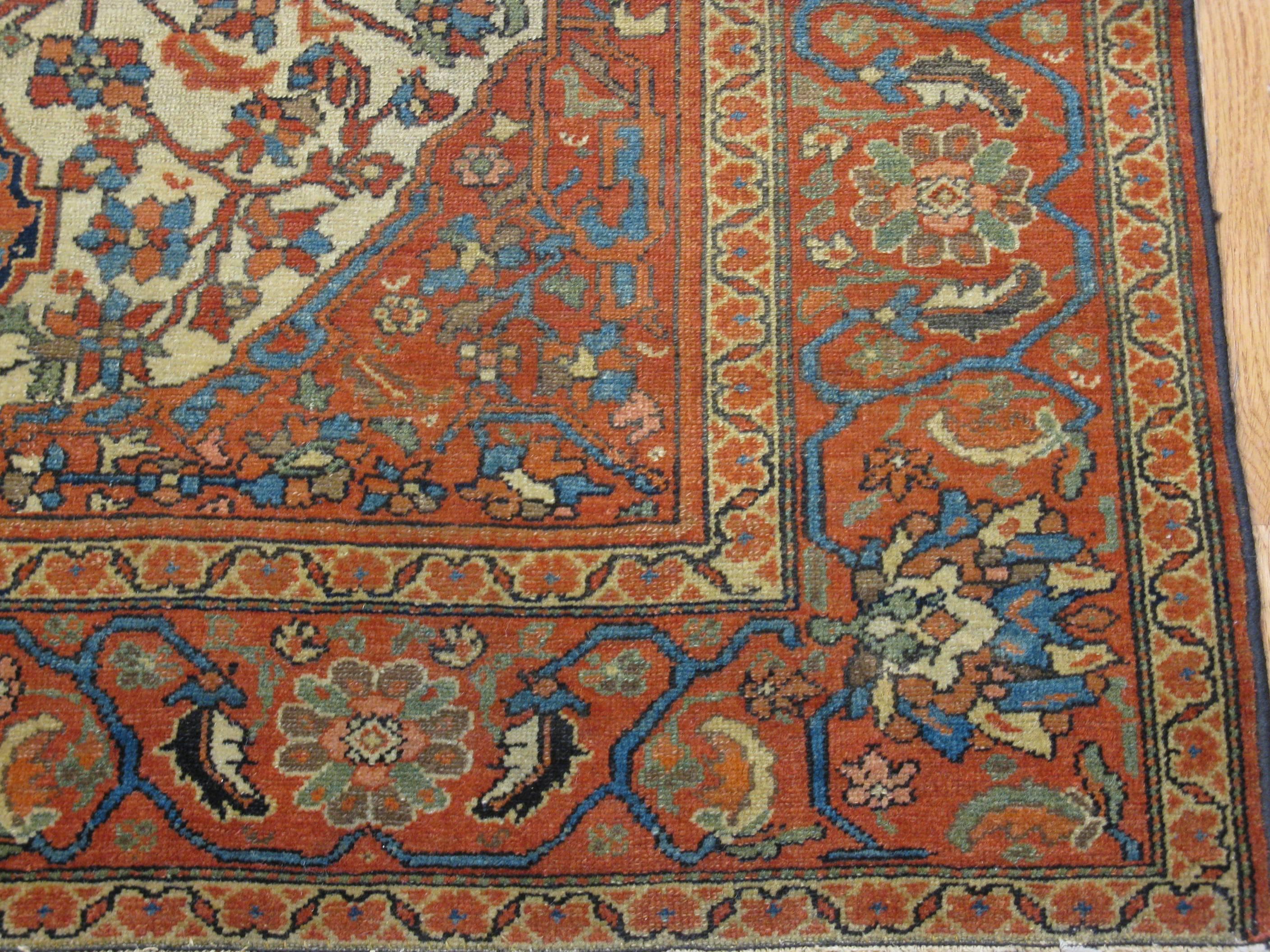 Early 20th Century Antique Small Hand-Knotted Persian Malayer Rug