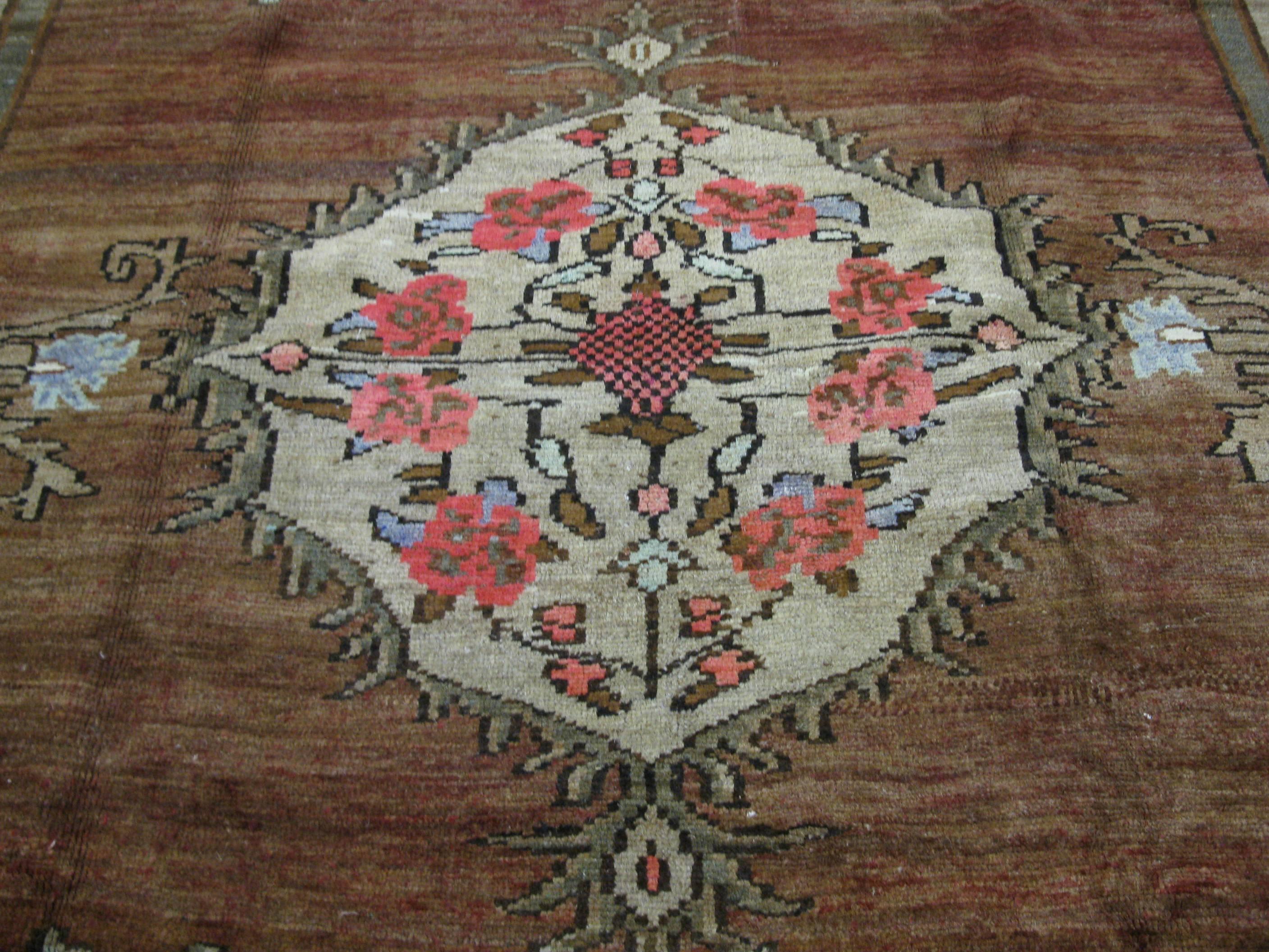 Oushak Large Room Size Vintage Hand Knotted Wool Turkish Rug For Sale