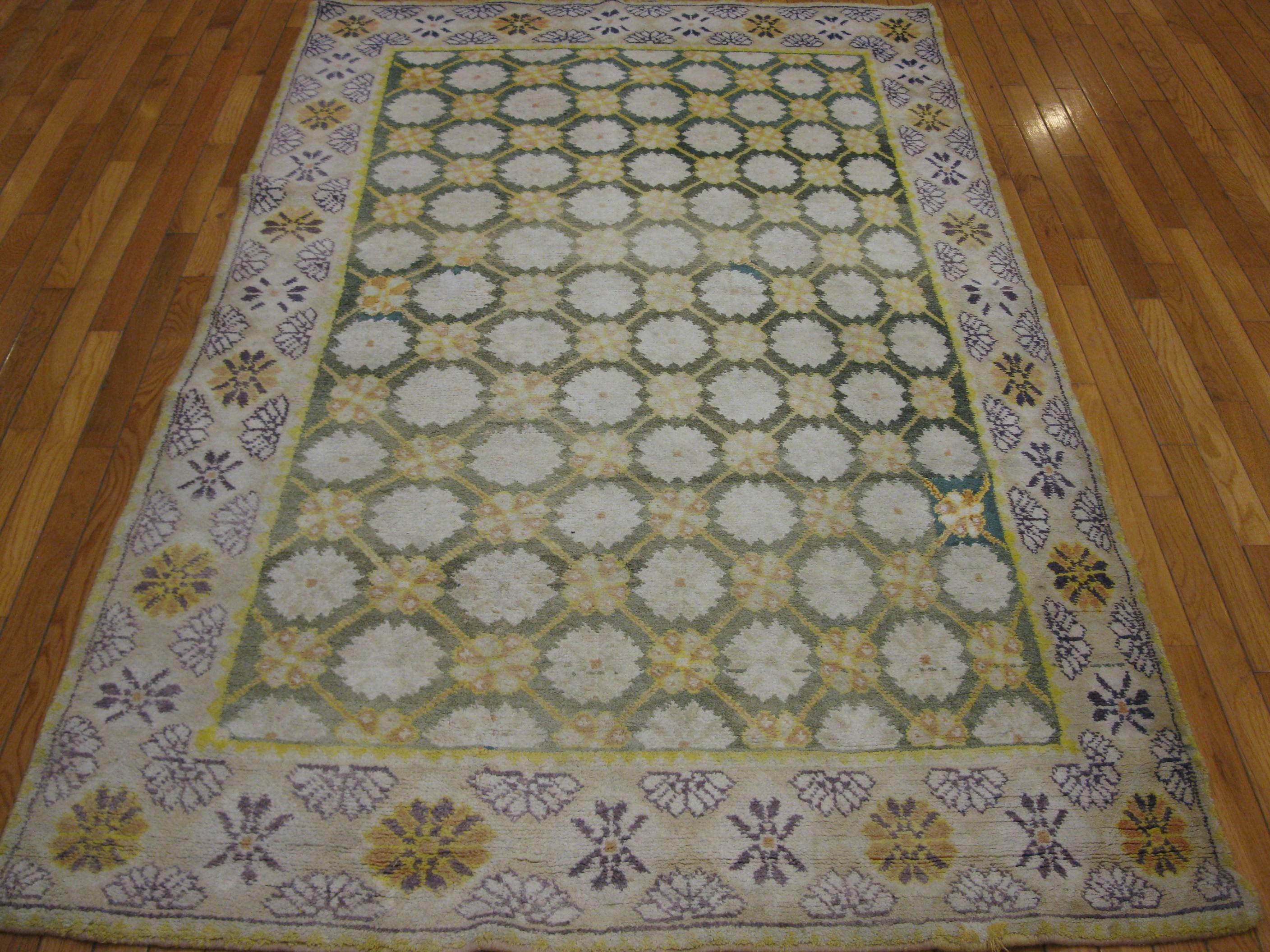 Small Antique Hand Knotted India Cotton Agra Rug In Good Condition For Sale In Atlanta, GA