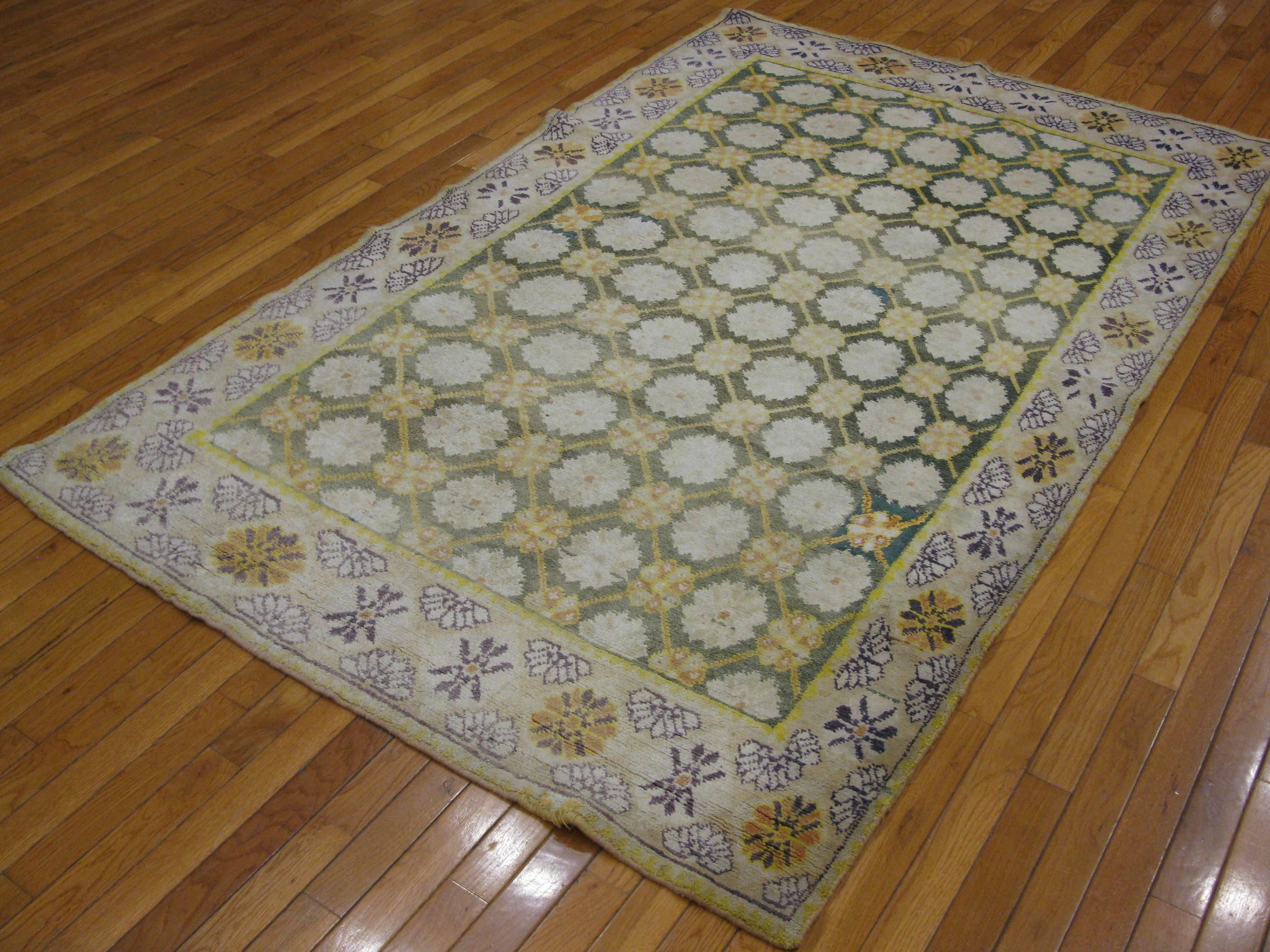 19th Century Small Antique Hand Knotted India Cotton Agra Rug For Sale