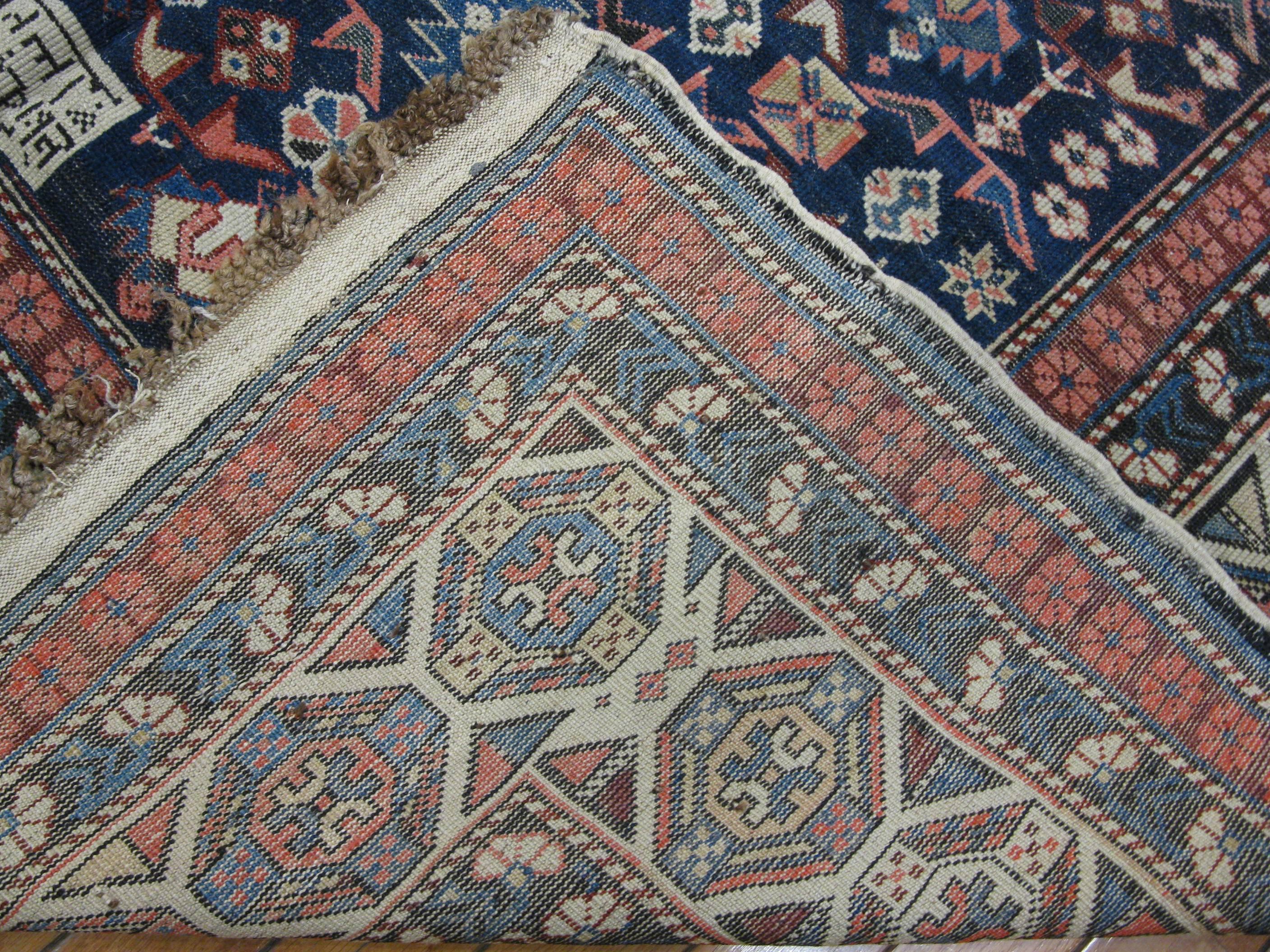 Antique Hand-Knotted Wool Caucasian Shirvan Rug In Good Condition In Atlanta, GA