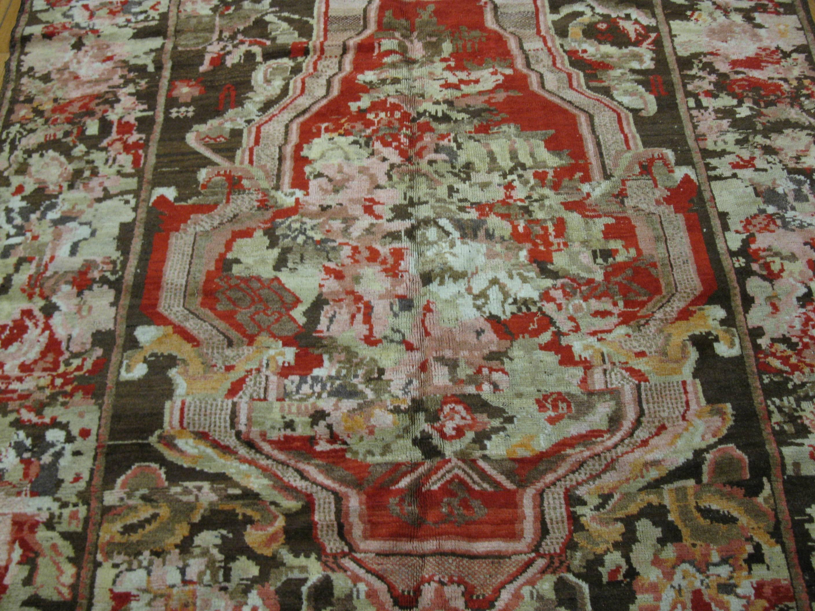 Other Small Antique Hand Knotted Wool Caucasian Karabaq Rug For Sale