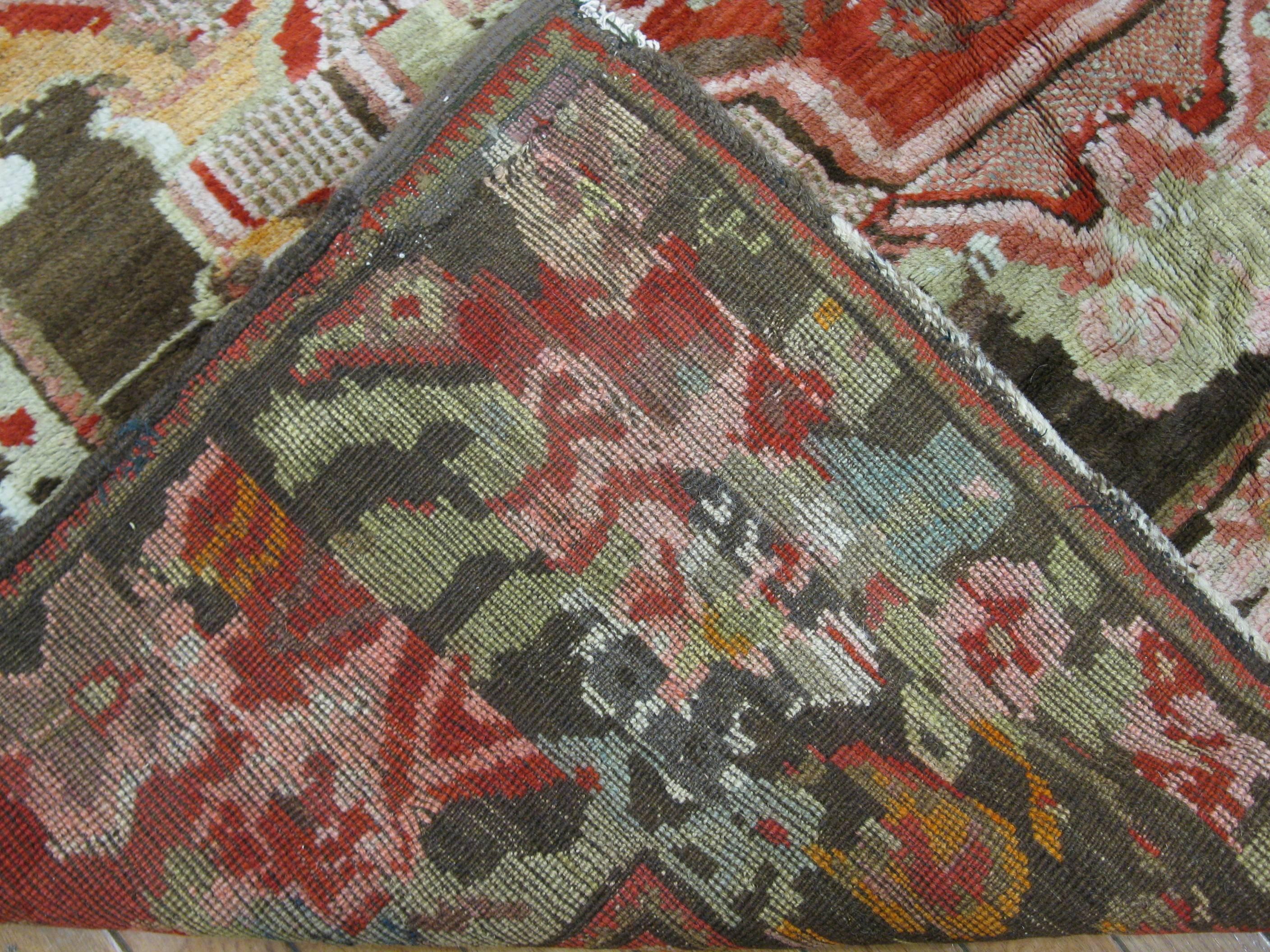 Small Antique Hand Knotted Wool Caucasian Karabaq Rug In Good Condition For Sale In Atlanta, GA